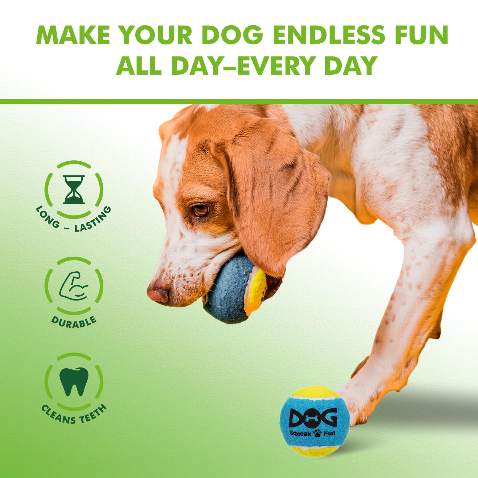 Insum Squeaky Balls For Dogs, Squeaky Dog Toys Balls For Fetch, Funny Puppy Chew Toys, Built-In Squeaker, Idea For Doggie Birthd