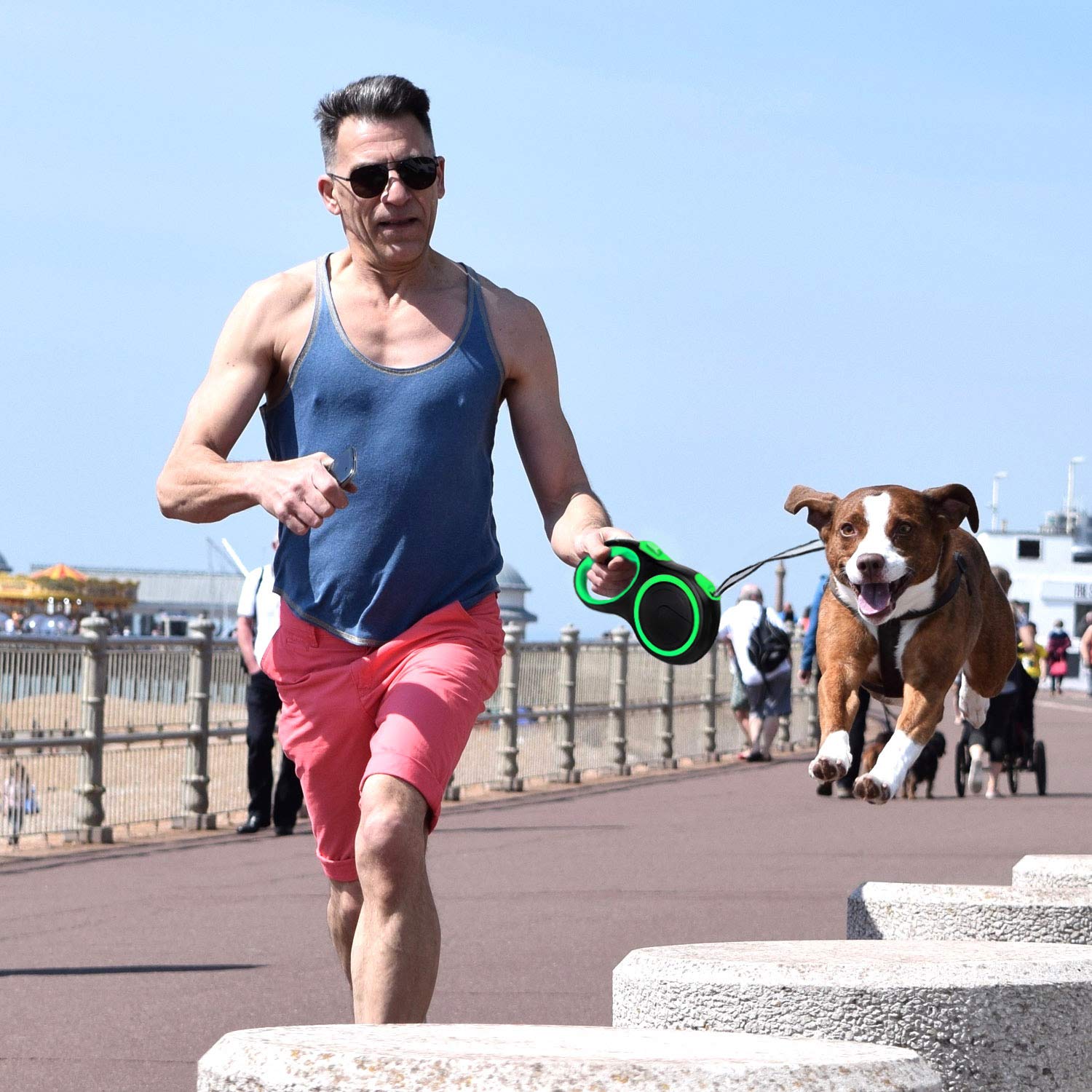 Segarty Retractable Dog Lead For Large Dogs, Dog Leash 26 Feet Long For Medium Large Dogs Under 110Lbs, No Tangle Nylon Cable And 1 Button Break & Lock Heavy Duty Dog Leads For Training Running