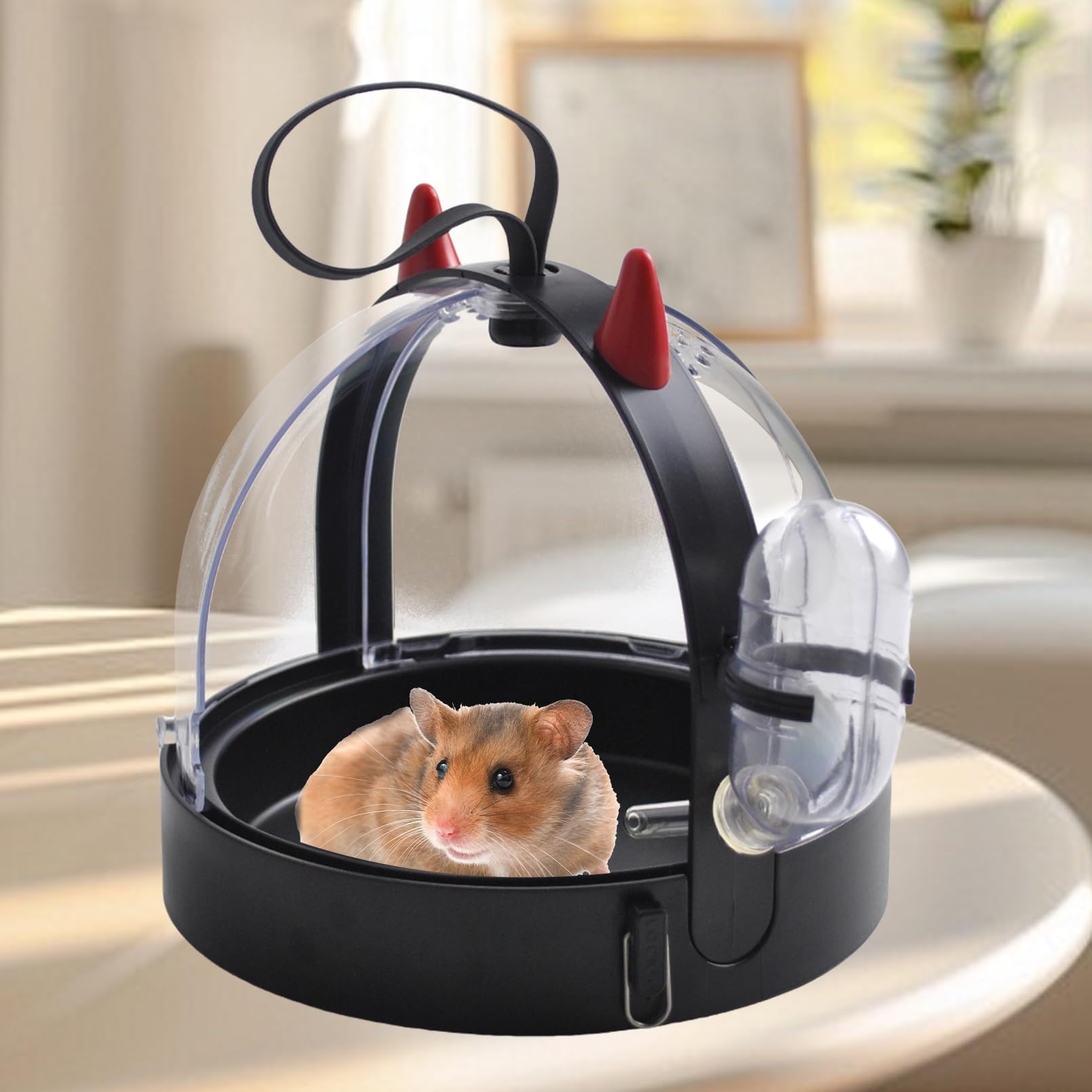 Muyg Portable Hamster Cage Travel Bag, High Permeability Hamster Travel Carrier With Water Bottle Small Pet Hamster Travel Carri