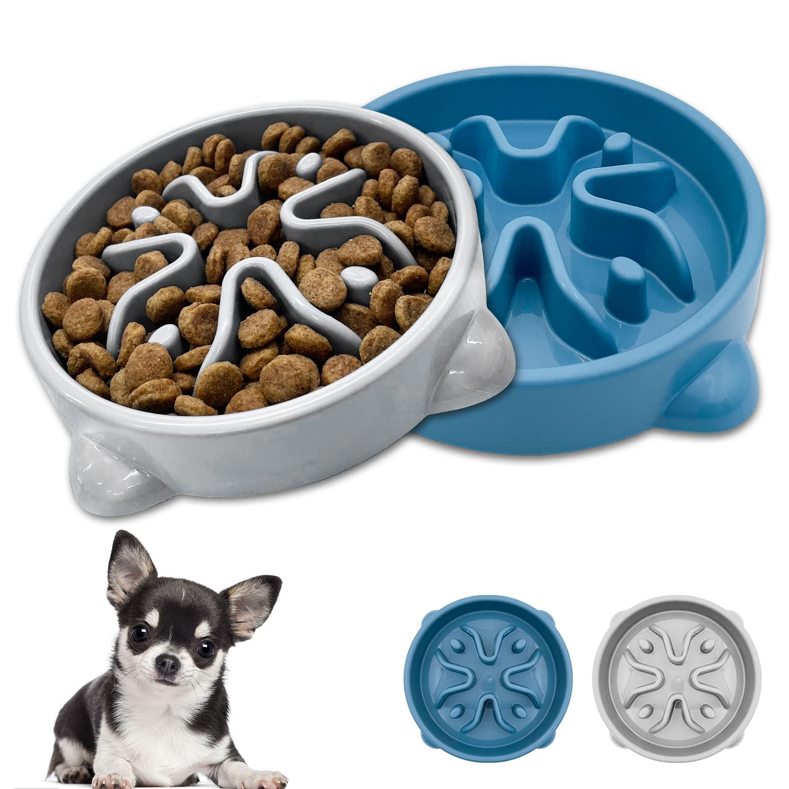 VANNON 2 Pack Slow Feeder Dog Bowls Non Slip Puppy Bowl Durable Dog Puzzle Feeder Bloat Stop Food Bowls for Puppy and Small Dogs