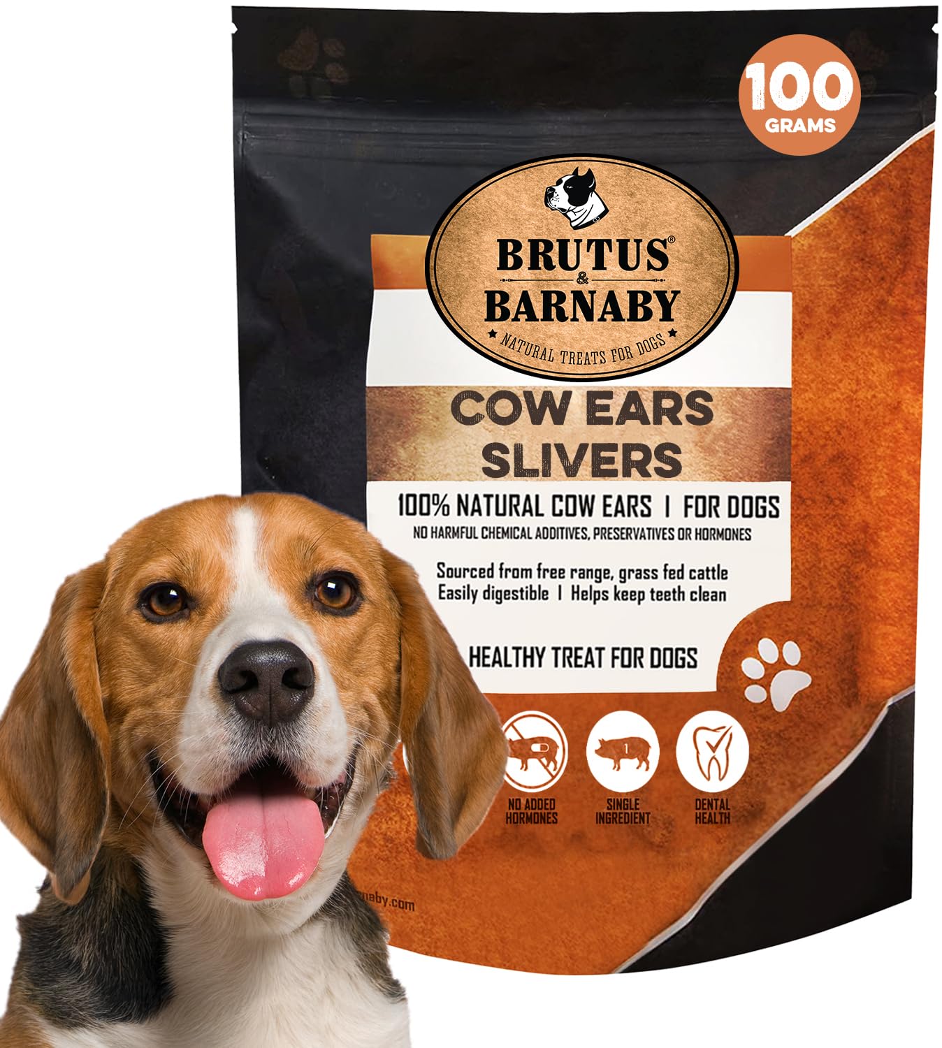 BRUTUS & BARNABY Cow Ears for Dogs; Ear Slivers are Great for Puppy Teething, Single Ingredient Beef Ear Slivers for Small to Me