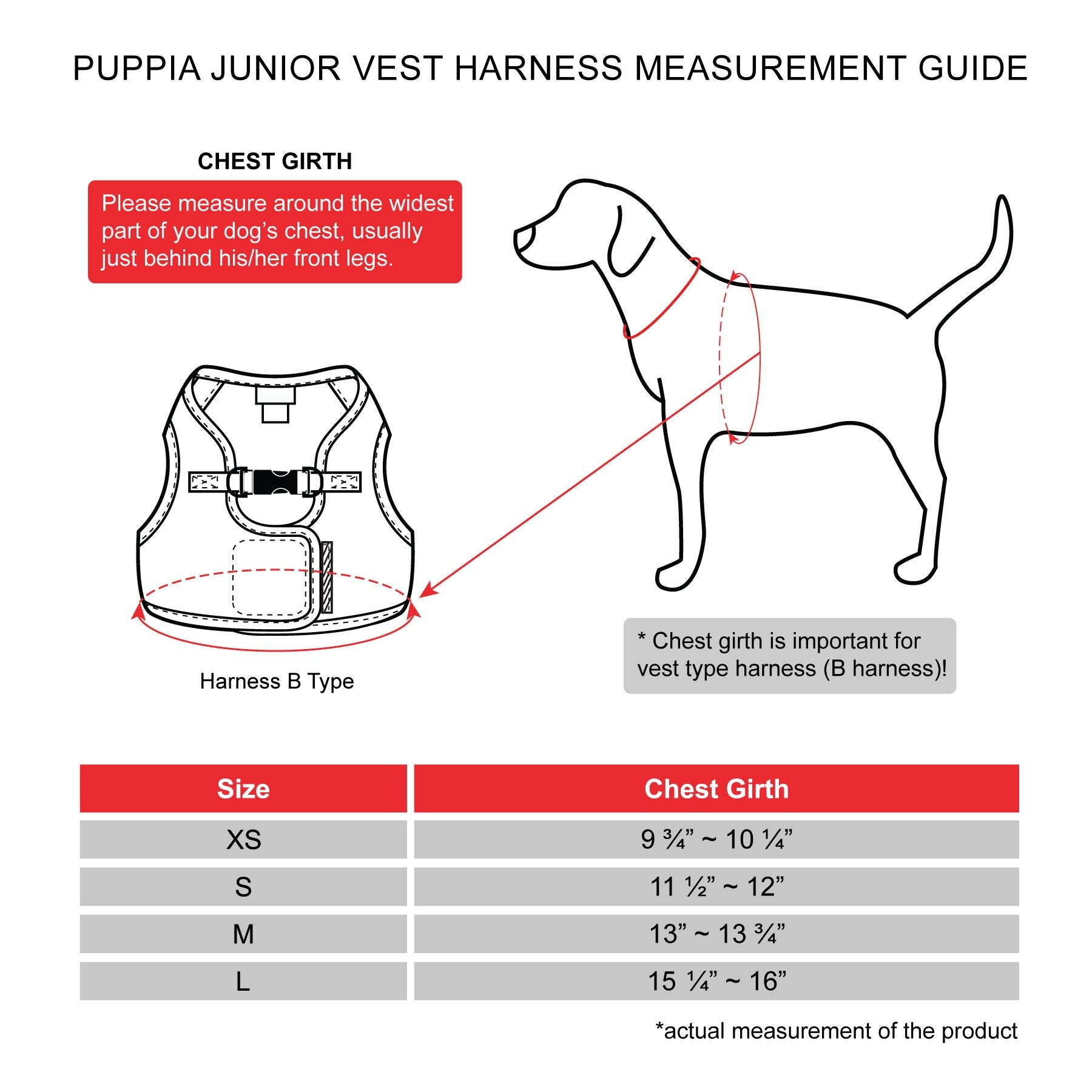Puppia Authentic Junior Harness B, X-Small, Black