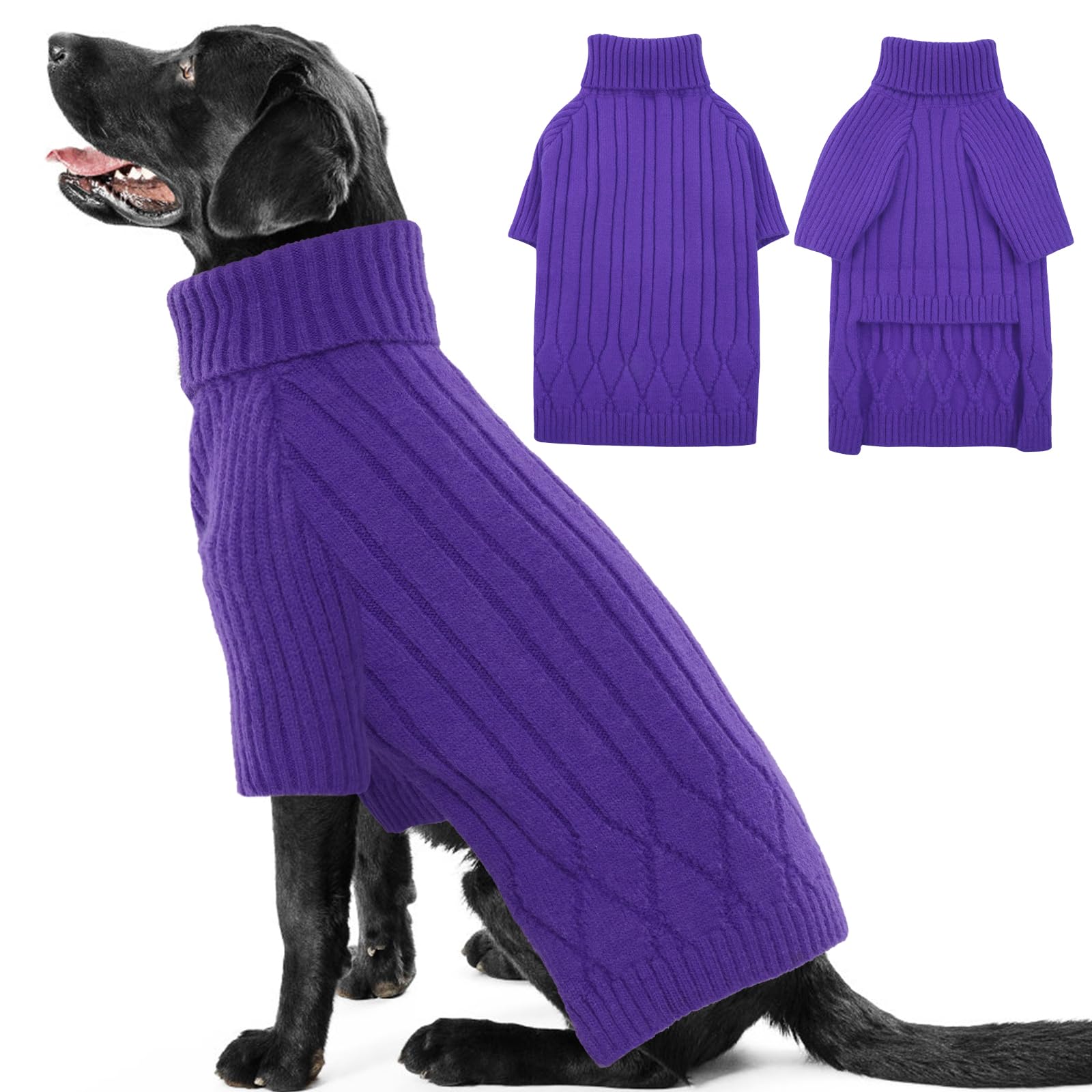 OUOBOB Large Breed Dog Sweaters, Warm Winter Fall Dog Sweaters for Dog Girls Boys, Turtleneck Dog Knitwear, Doggie Christmas Swe