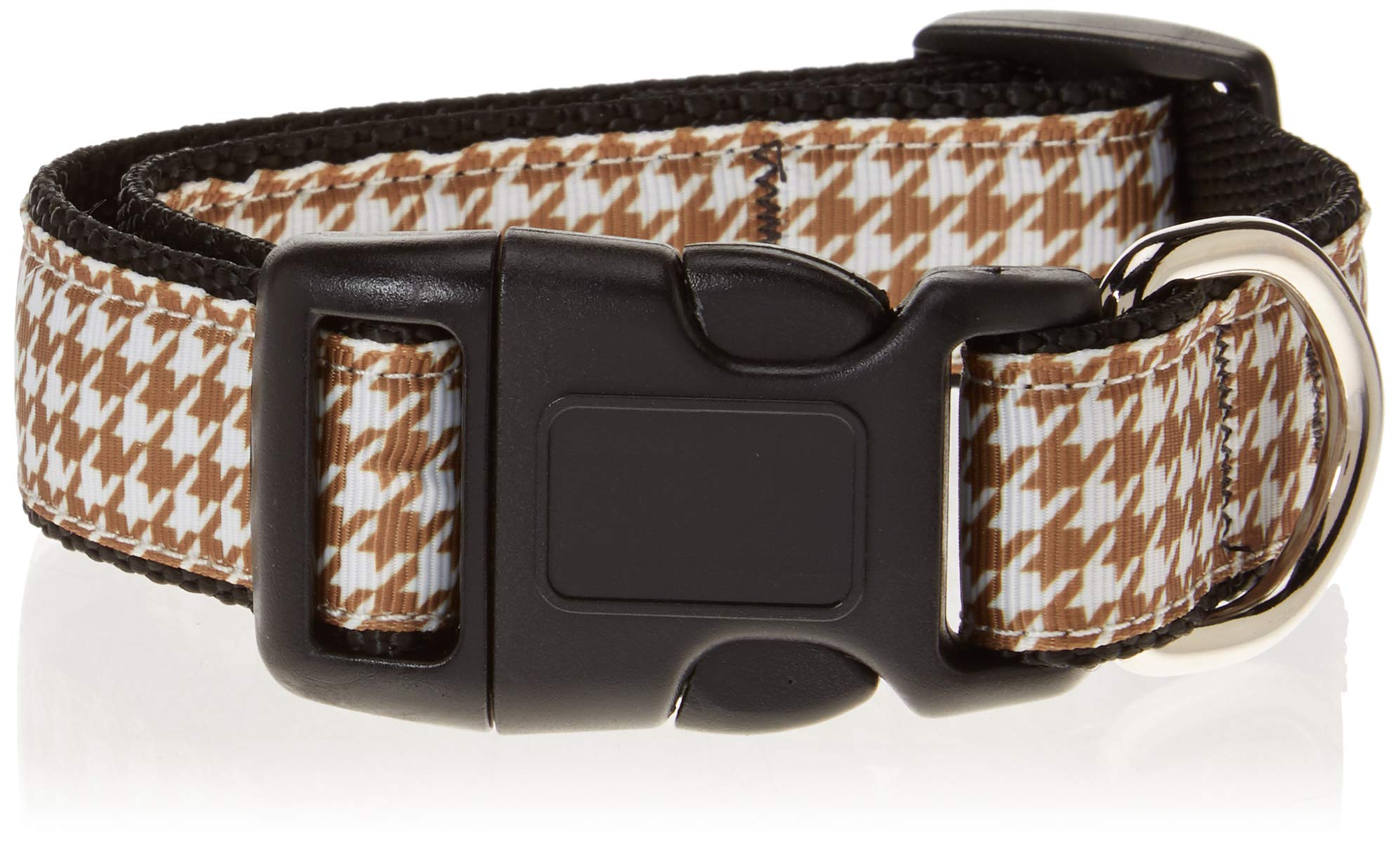 Mirage Pet Products Houndstooth Nylon Dog Collar, Medium, Brown