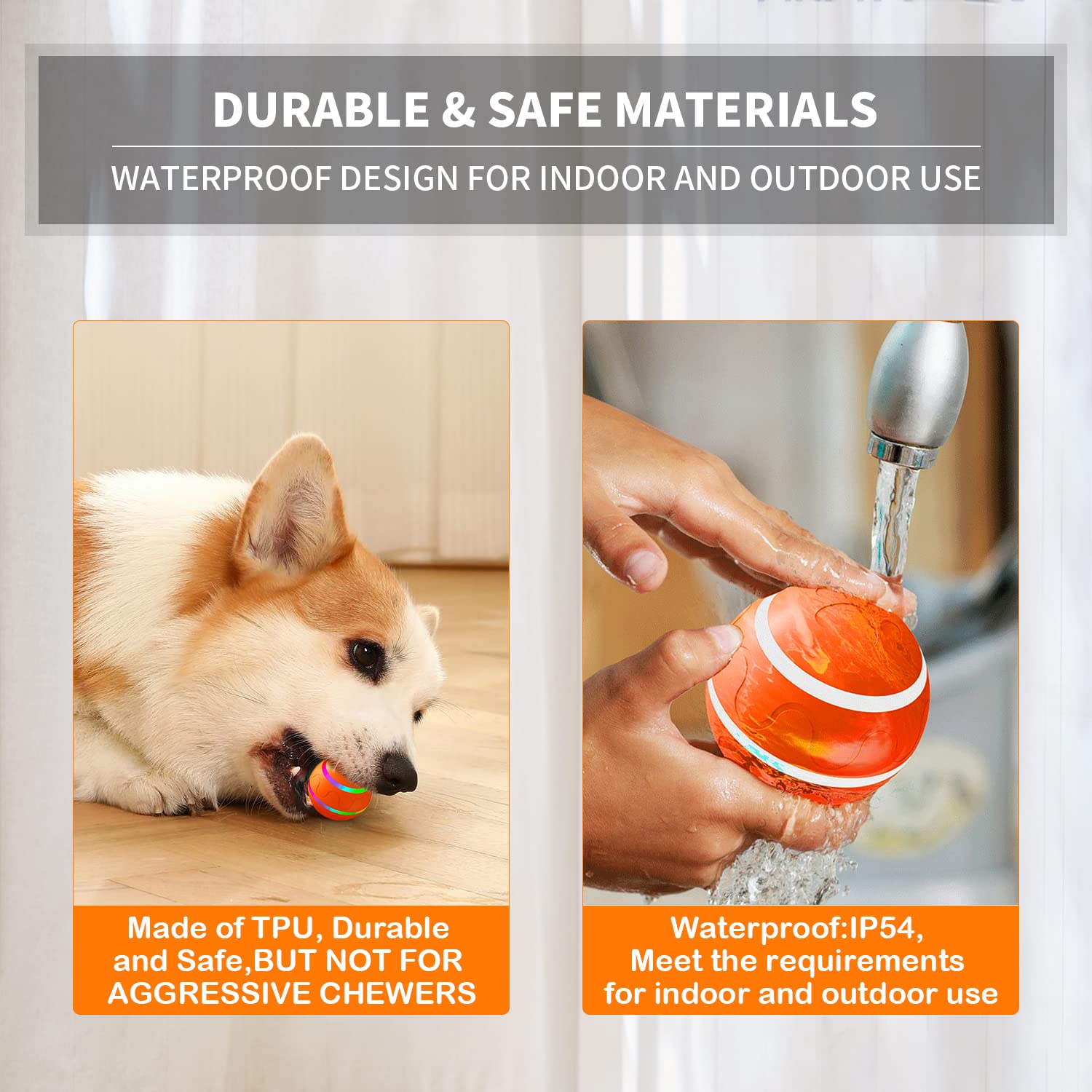 PetDroid Interactive Dog Ball Toys,Durable Motion Activated Automatic Rolling Ball Toys for Puppy/Small/Medium Dogs,USB Recharge