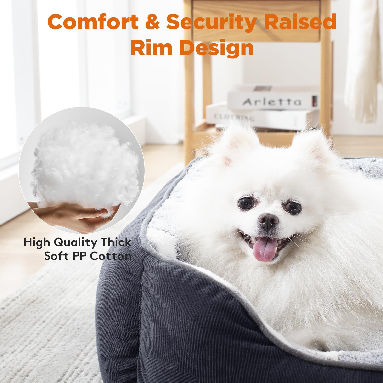 GASUR Rectangle Dog Bed for Large Dogs, Cozy Washable Bed Orthopedic Dog Sofa Bed, Pet Cuddler Anti-Slip Bottom, Soft Calming Sl