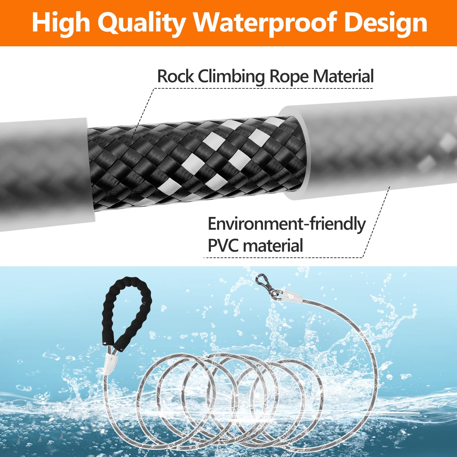 X Xben Dog Leash Waterproof, 5Ft Short Leashes Heavy Duty With Swivel Lockable Hook & Upgraded Standard Pvc, Reflective Pet Long