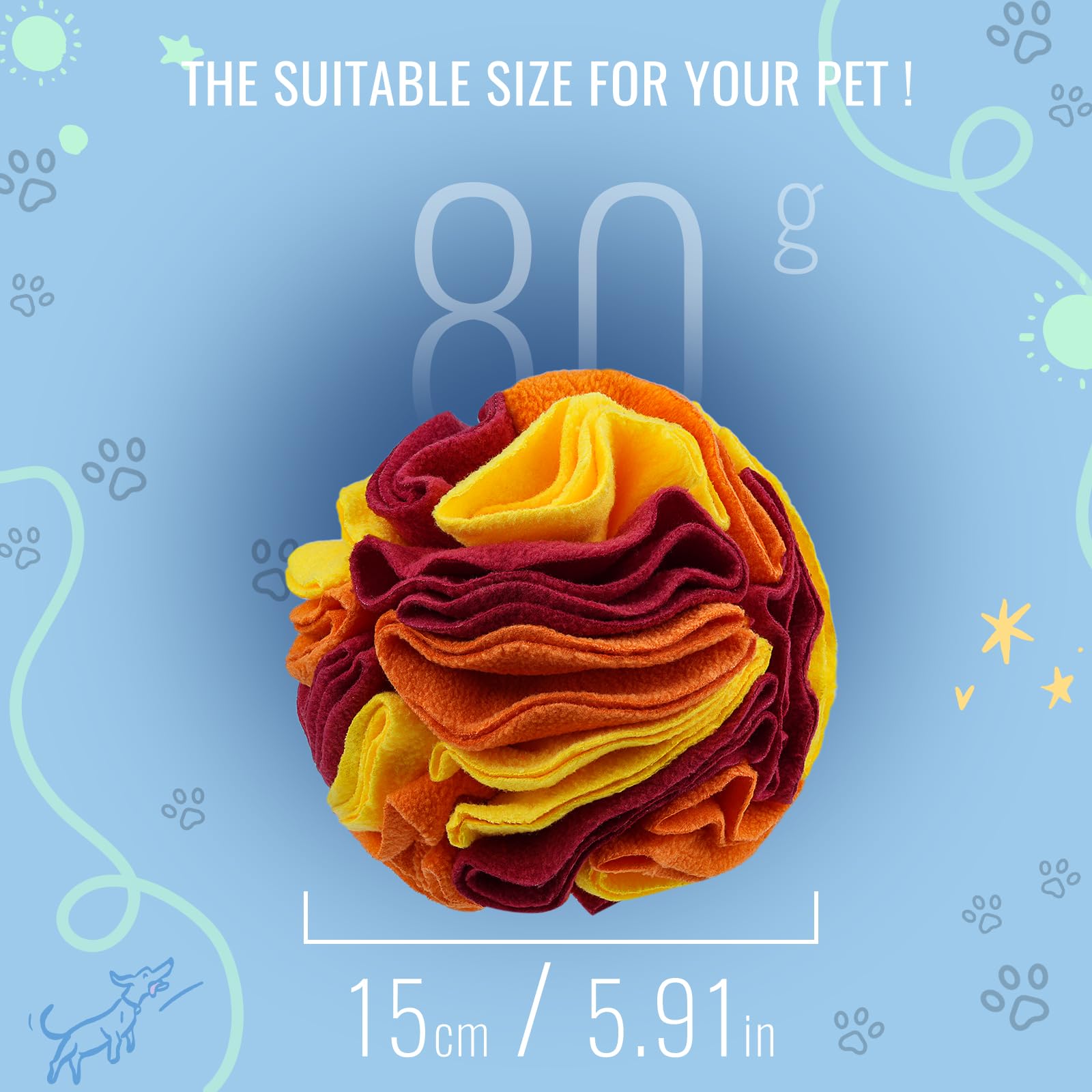 Larimuer Pet Snuffle Ball, Puzzle Sniffing Interactive Dog Toy For Blind Dogs, Stress Relief Dog Enrichment Treat Ball, Machine