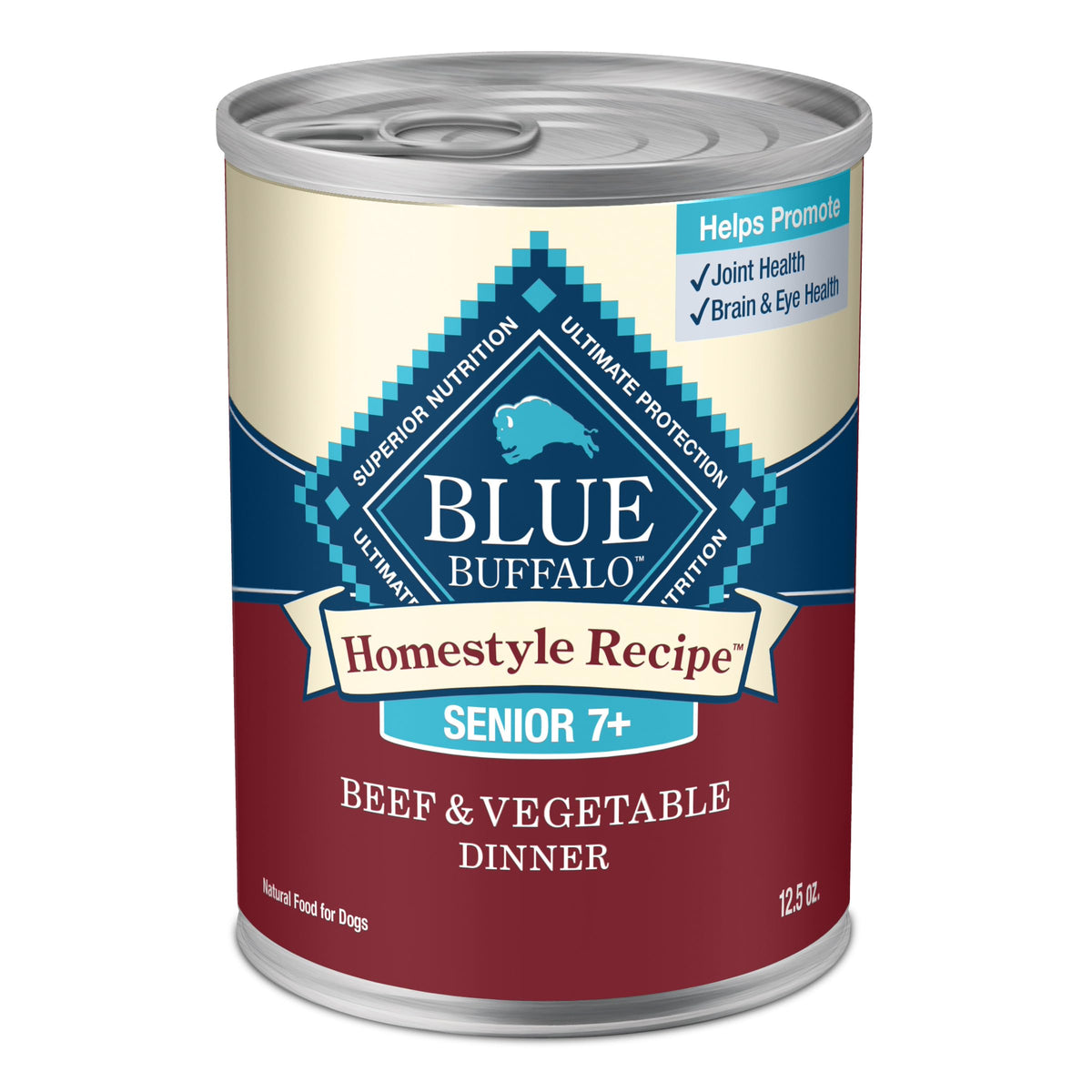 Blue Buffalo Homestyle Recipe Senior Wet Dog Food, Made With Natural Ingredients, Beef Dinner With Garden Vegetables, 12 Pack