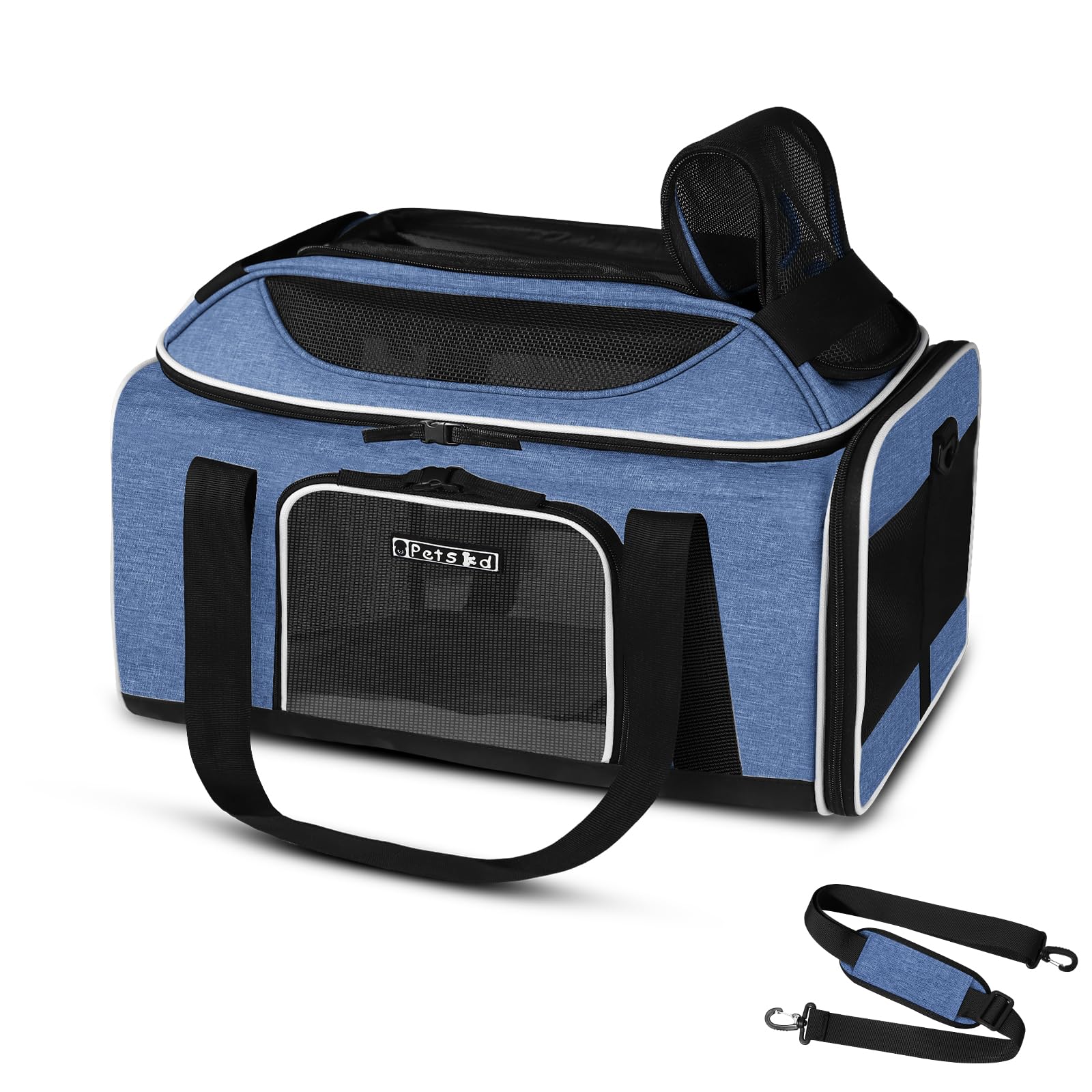 Petskd Top-Expandable Pet Carrier 17X12X8.5 Inches Jetblue Allegiant Spirit Airline Approved, Soft-Sided Carrier For Small Cats 