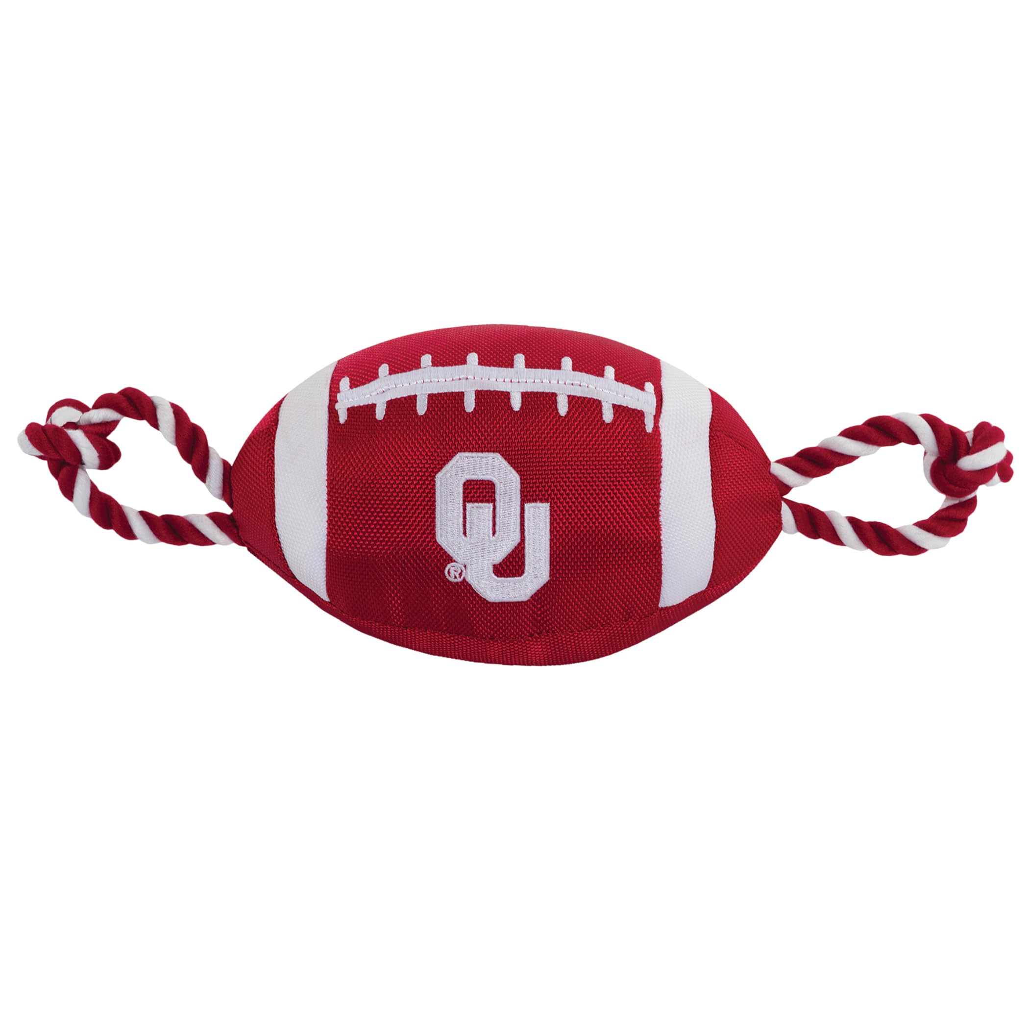 Pets First NCAA Oklahoma Sooners Football Dog Toy, Tough Quality Nylon Materials, Strong Pull Ropes, Inner Squeaker, Collegiate 