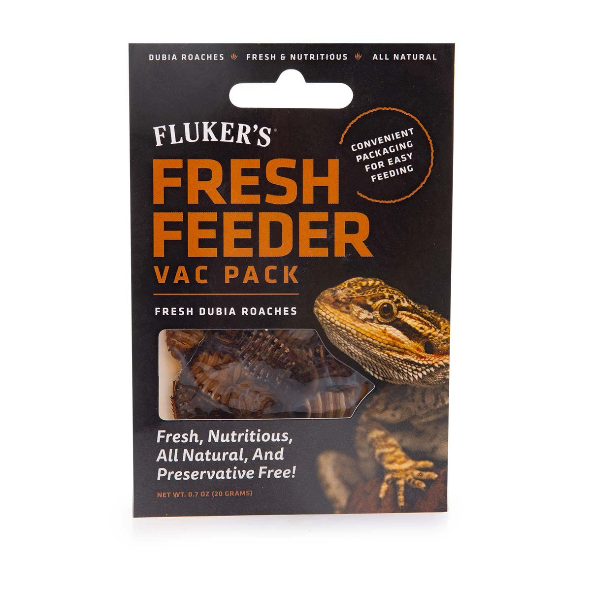 Fluker'S Fresh Feeder Vac Pack Dubia Roaches, All Natural And Preservative Free, Great For Insect Eating Reptiles, Birds, Or Small Animals, 0.7 Oz