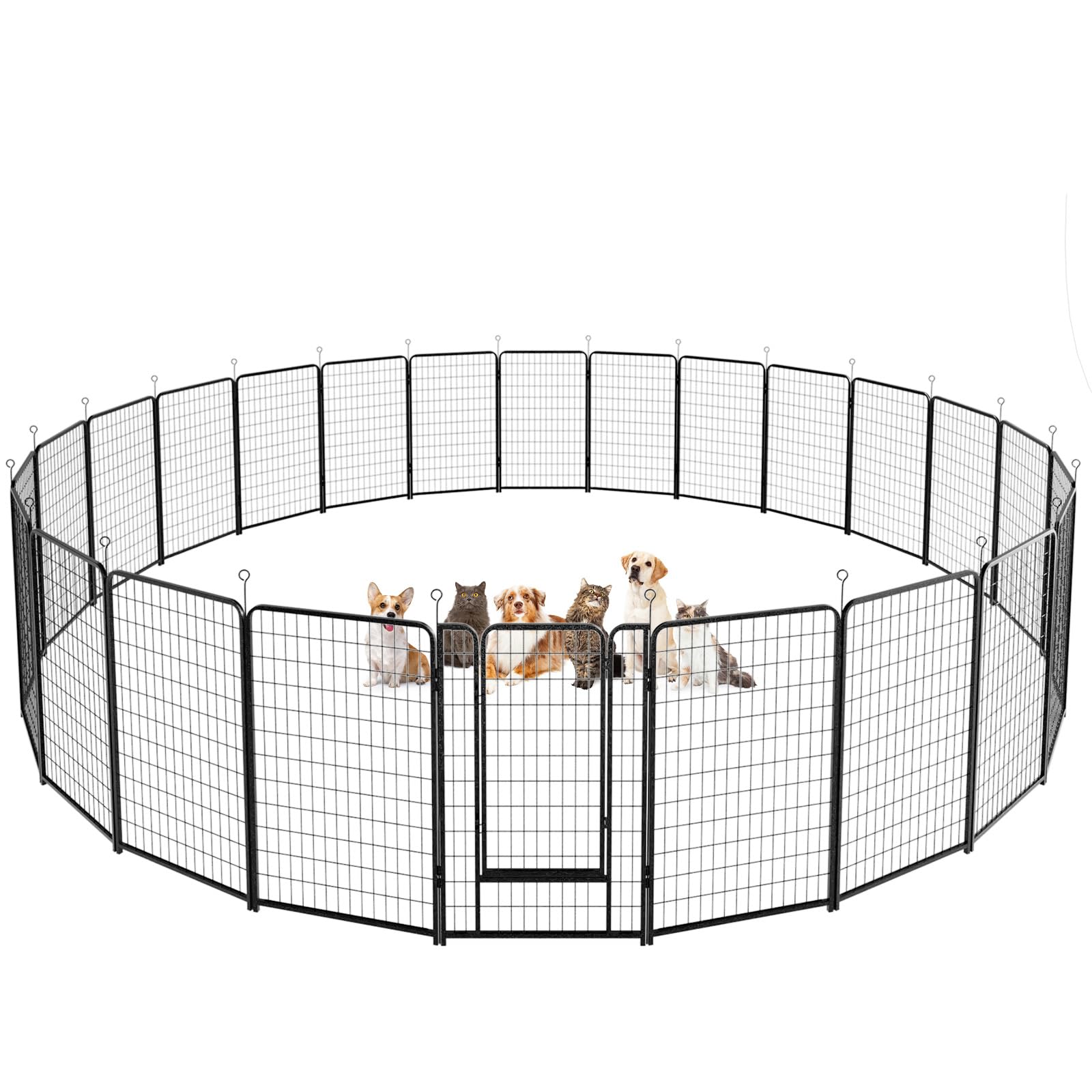Kfvigoho Dog Playpen Outdoor Extra Wide 24 Panels Heavy Duty Dog Fence 50'' Height Anti-Rust With Doors Portable For Rv Camping 