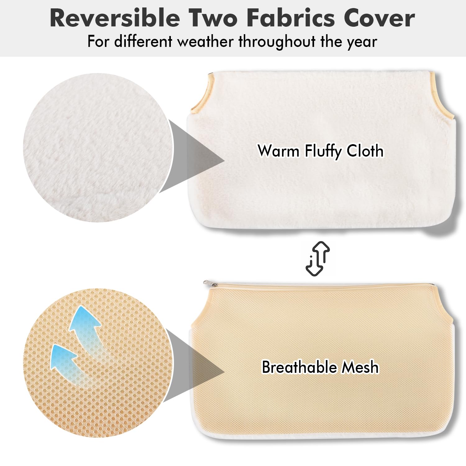 Amosijoy Cordless Cat Window Perch, Cat Hammock For Wall With 4 Strong Suction Cups, Solid Metal Frame And Two Replaceable Covers, Foldable Cat Beds For Indoor Cats (Medium-White)