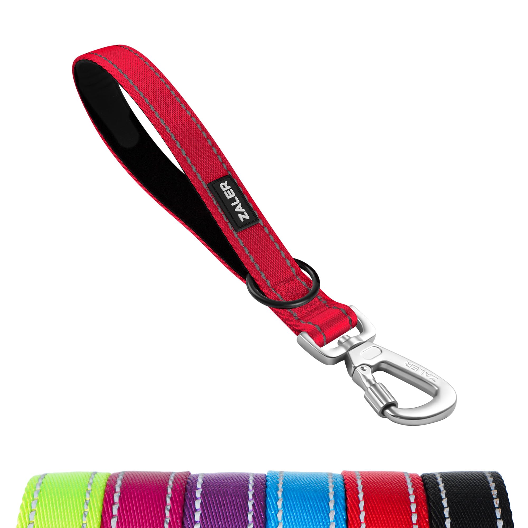 ZALER Short Dog Leash 1 ft, 12 Inches Traffic Leashes for Dogs, Nylon Reflective Dog Lead with Padded Handle, Heavy Duty Pet Lea
