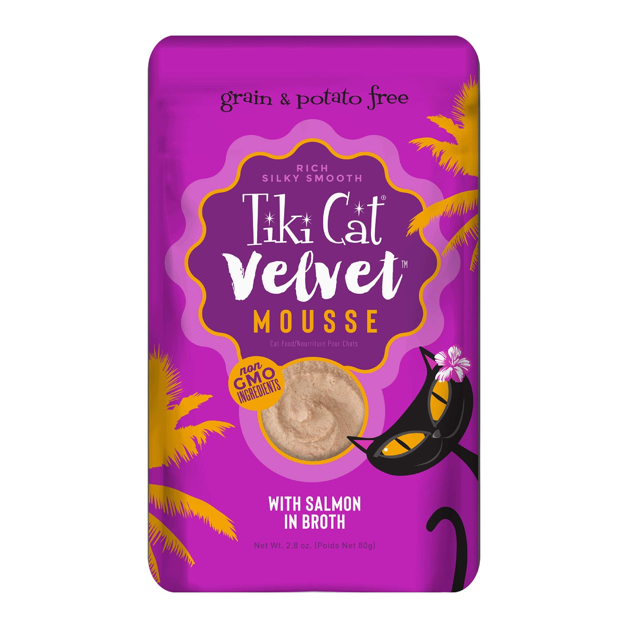 Tiki Cat Luau Velvet Mousse, Salmon in Broth, Complete Nutrition for Balanced Diet, Wet Cat Food For All Life Stages, 2.8 oz. Po