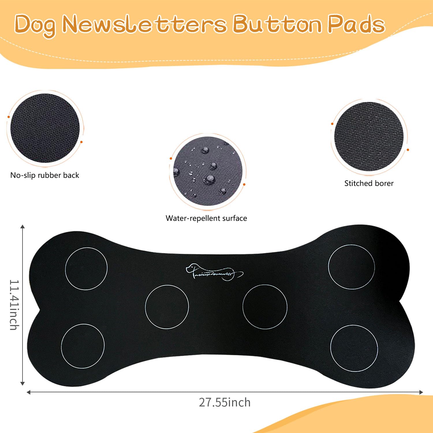 RIBOSY Dog Training Buzzer Set - 6 Recordable Buttons, Non-Slip Mat, 50 Stickers, Battery Included, Model RBS-RB-6P-05