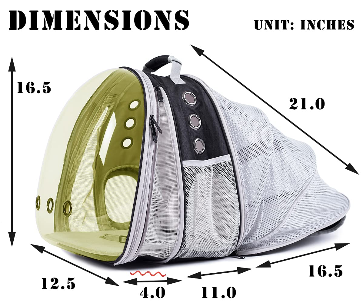Dual Expandable Polarized Cat Backpack Carrier, Fit Up To 20 Lbs, Expandable Front & Back Space Capsule Polarized Bubble Pet Carrier For Large Cat And Small Dog, Pet Carrying Hiking Traveling Backpack