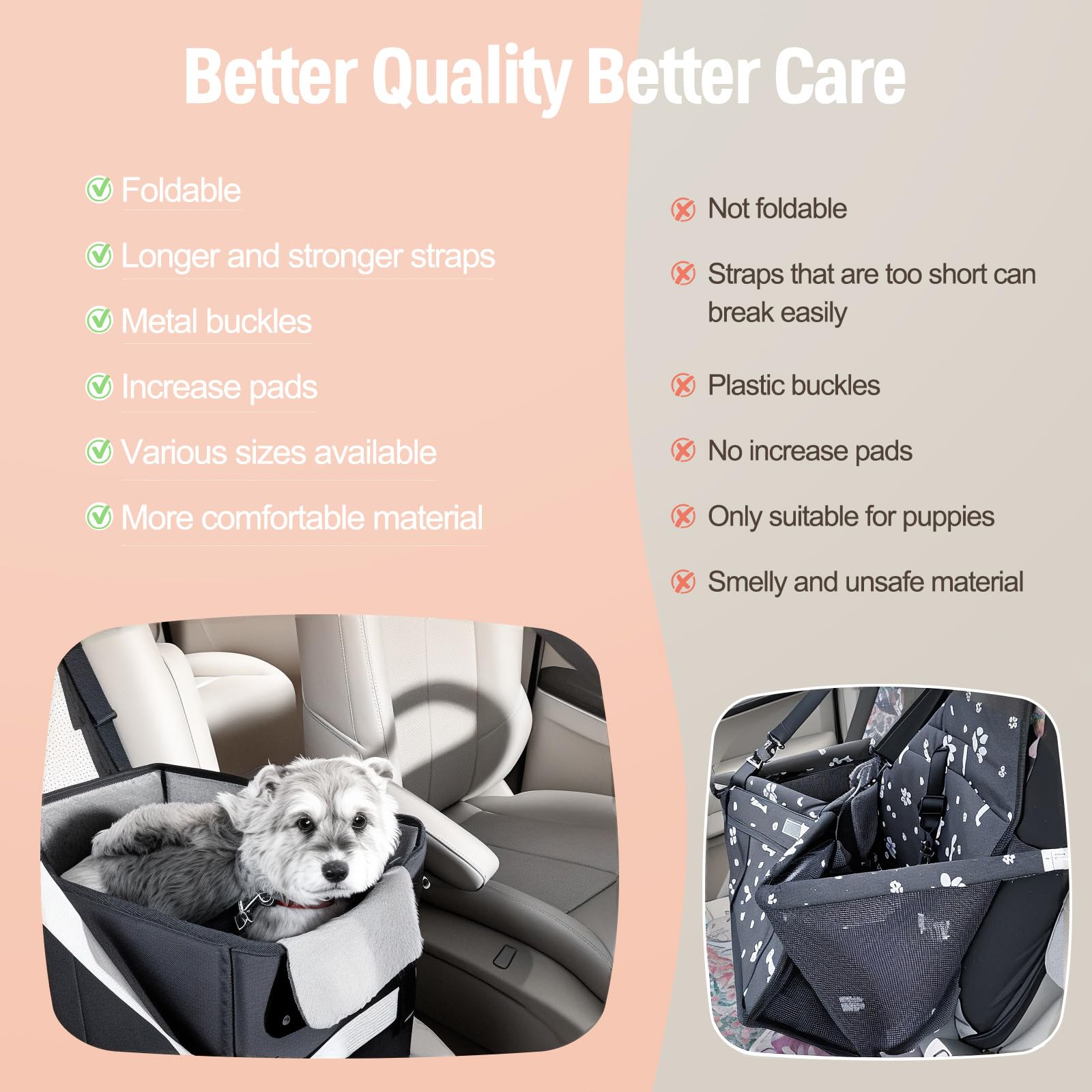 Novolab Dog Car Seat For Small Dogs Or Medium Size Dog Portable Car Booster Seat For Dogs With Harness And Thick Cushion, Perfec