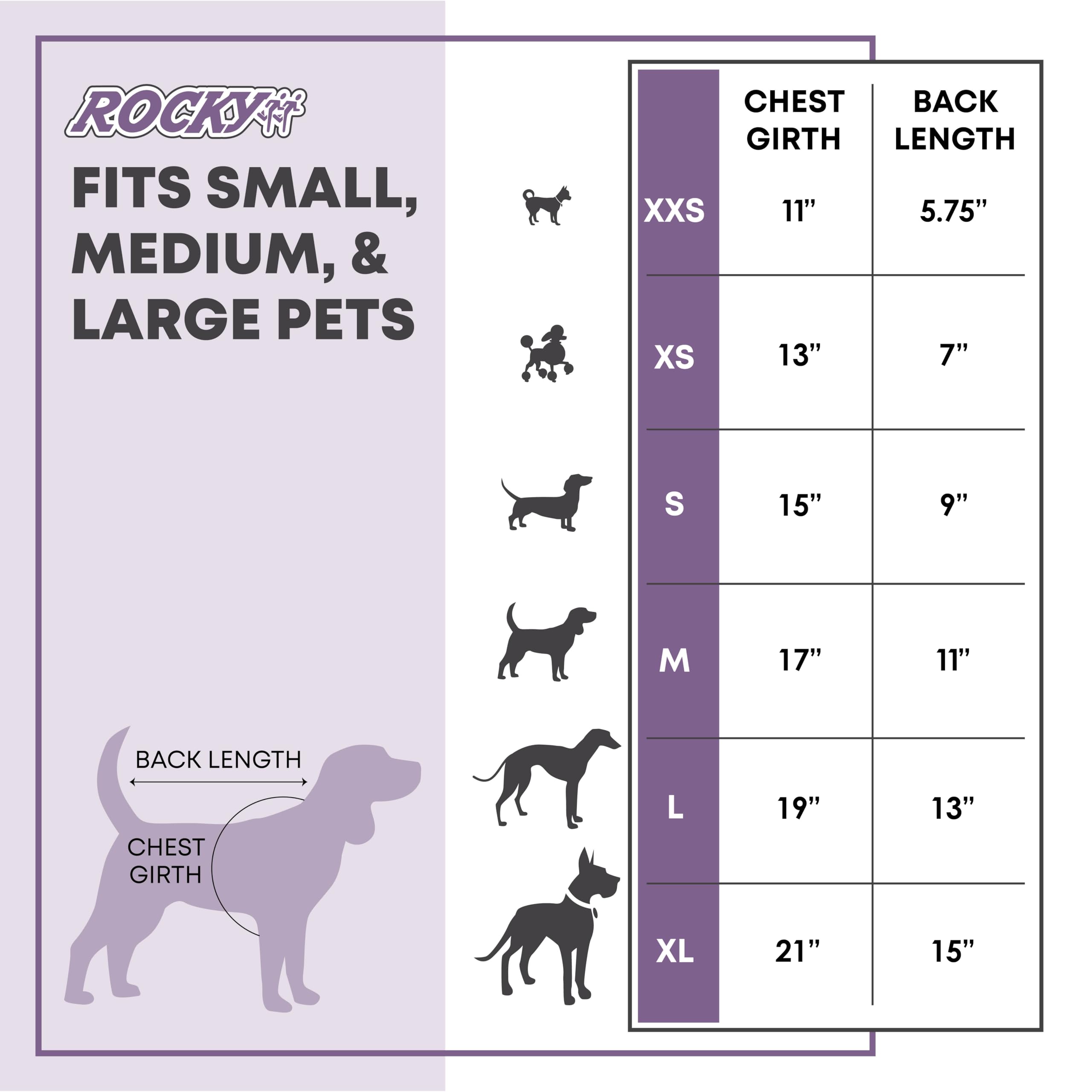 Rocky Thermal Jacket Clothes Fleece Lined Sweater For Dogs, Puppies, Warm Coat Bodysuit Onesie One Piece Vest Pet Jammies With L