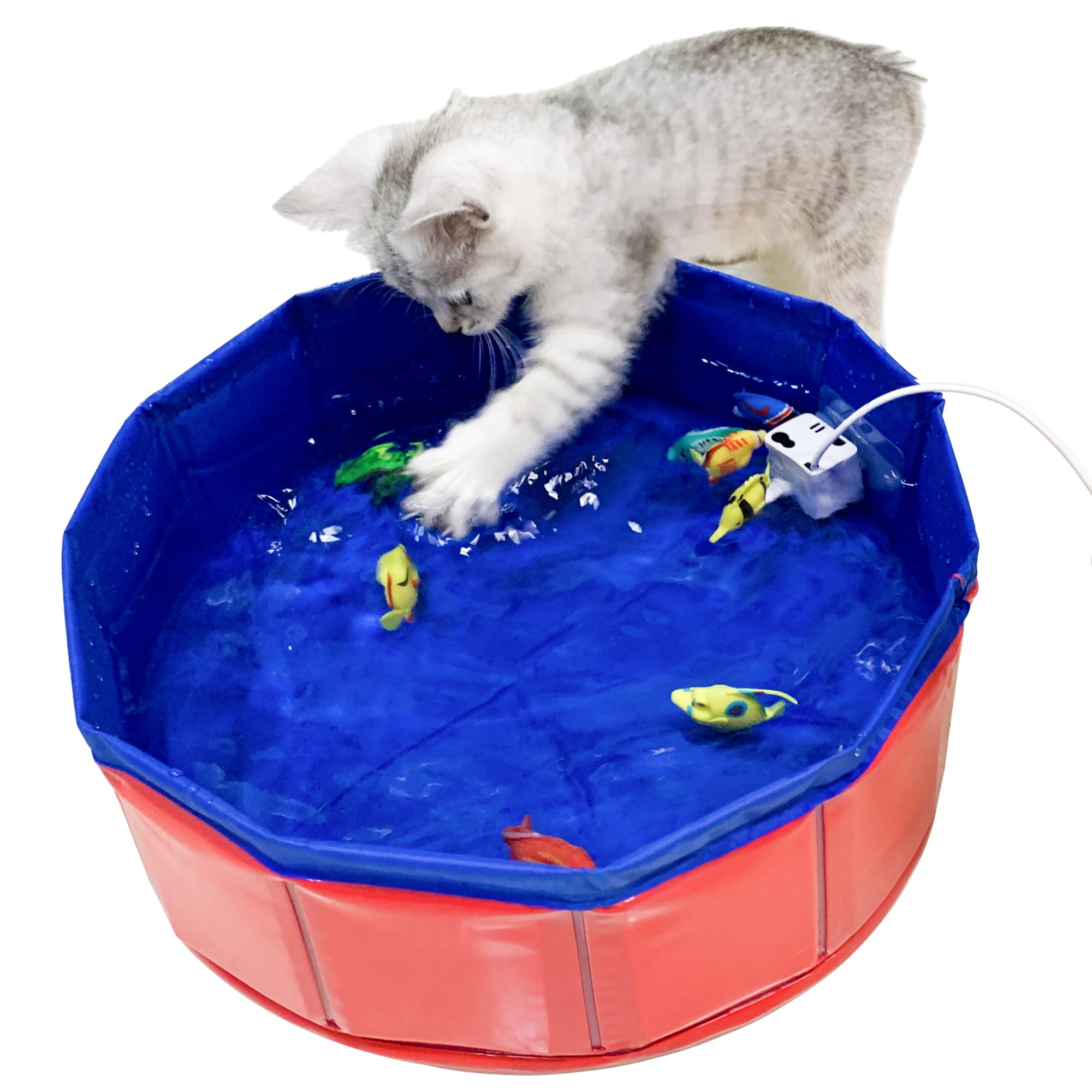 YeulYuuri Cat Pool Interactive Toys, cat Toy Fish, cat and Pool Fish Toys, Red