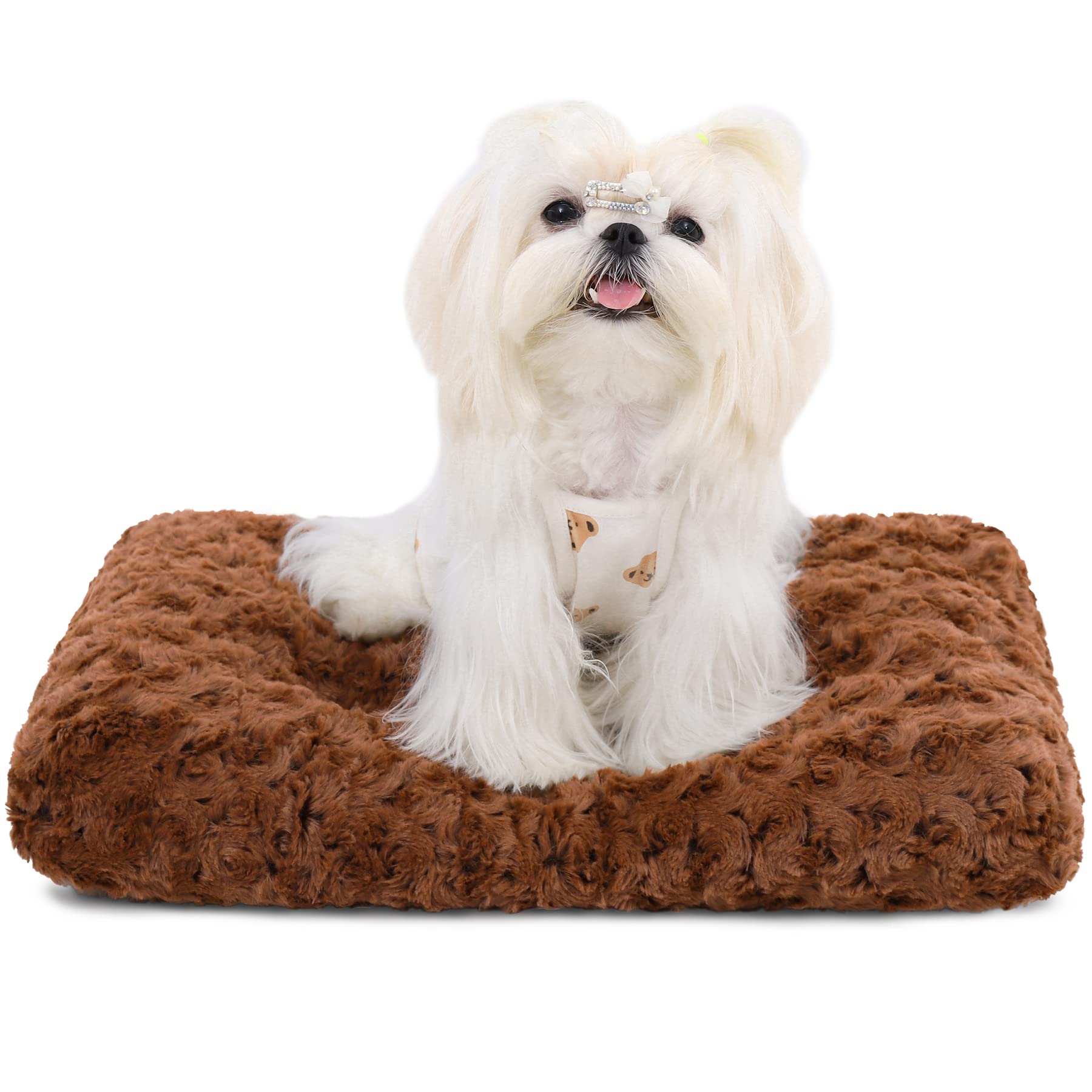 Washable Dog Bed Deluxe Plush Dog Crate Beds Fulffy Comfy Kennel Pad Anti-Slip Pet Sleeping Mat For Large, Jumbo, Medium, Small Dogs Breeds, 21' X 13', Dark Grey