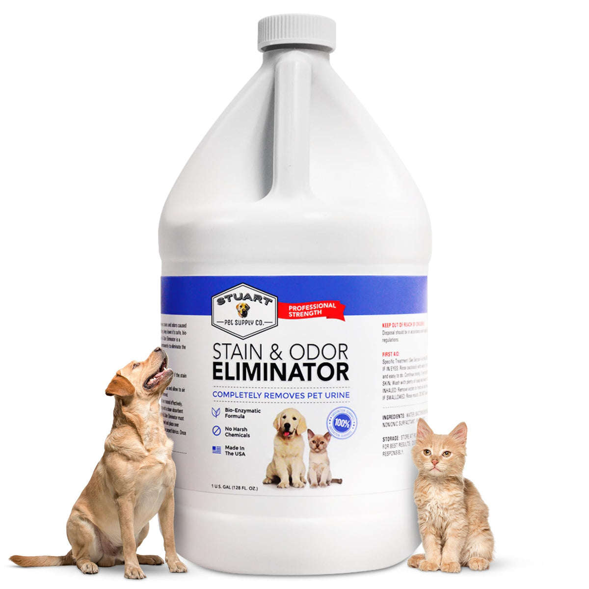 Stuart Pet Supply Co. Professional Strength Pet Odor Eliminator | Urine Odor Remover | Pet Urine Enzyme Cleaner | Pet Stain And Odor Remover | Enzymatic Cleaner For Dog Urine And Cat Urine