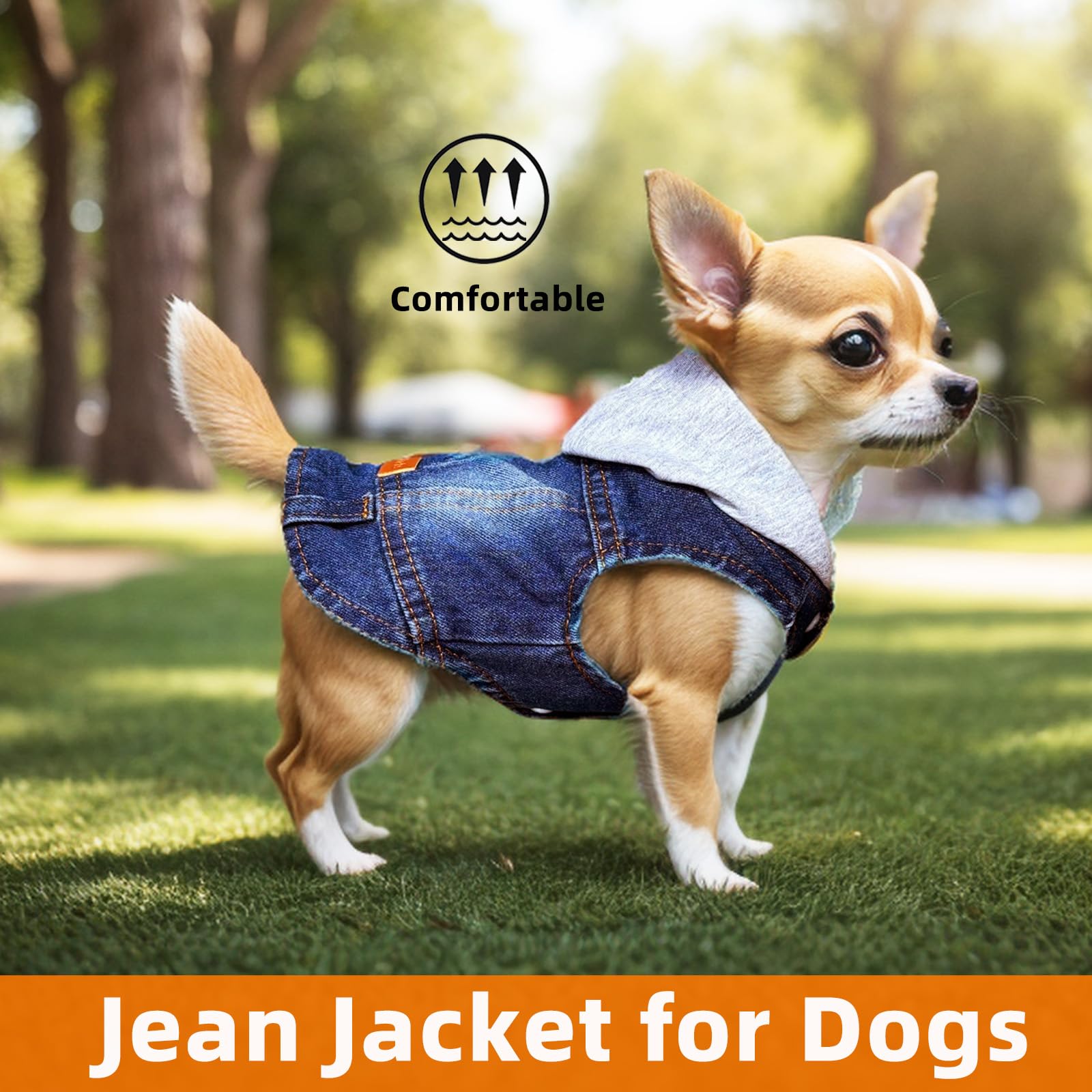 Jcdudoi Dog Jeans Jacket With Hooded Denim Pet Coat For Puppy Small Dogs Classic Overalls Male Cat Costumes Washed Vest Clothes