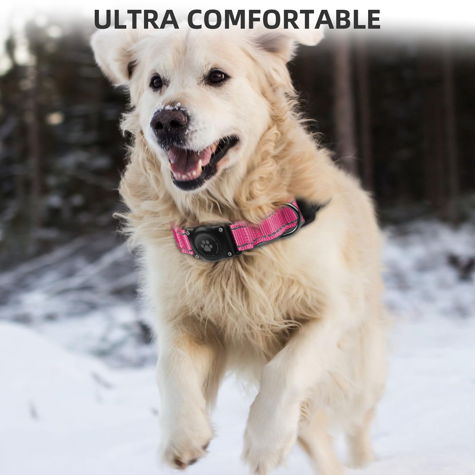 Airtag Dog Collar - 100% Waterproof Air Tag Dog Collar Holder For Apple Airtag, Reflective, Soft Padded, Everlasting, Gps Dog Co