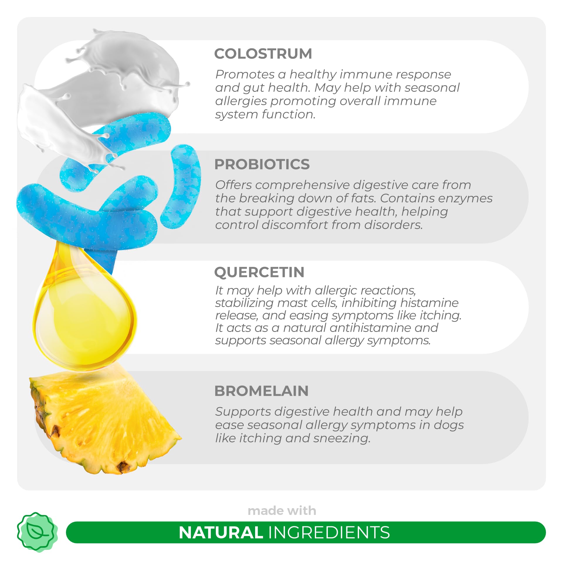 Dog Allergy Relief - Itching Skin Support - Anti-Itch Skin and Coat Supplement, with Probiotics, Salmon Oil, Colostrum, Querceti