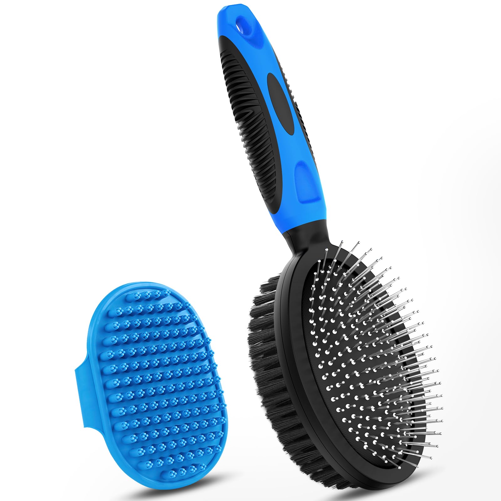 UGNEL 2PCS Dog Grooming Tools - Double-Sided Bath Brush for Shedding and Bathing, Suitable for Short/Long Haired Dogs, Premium P