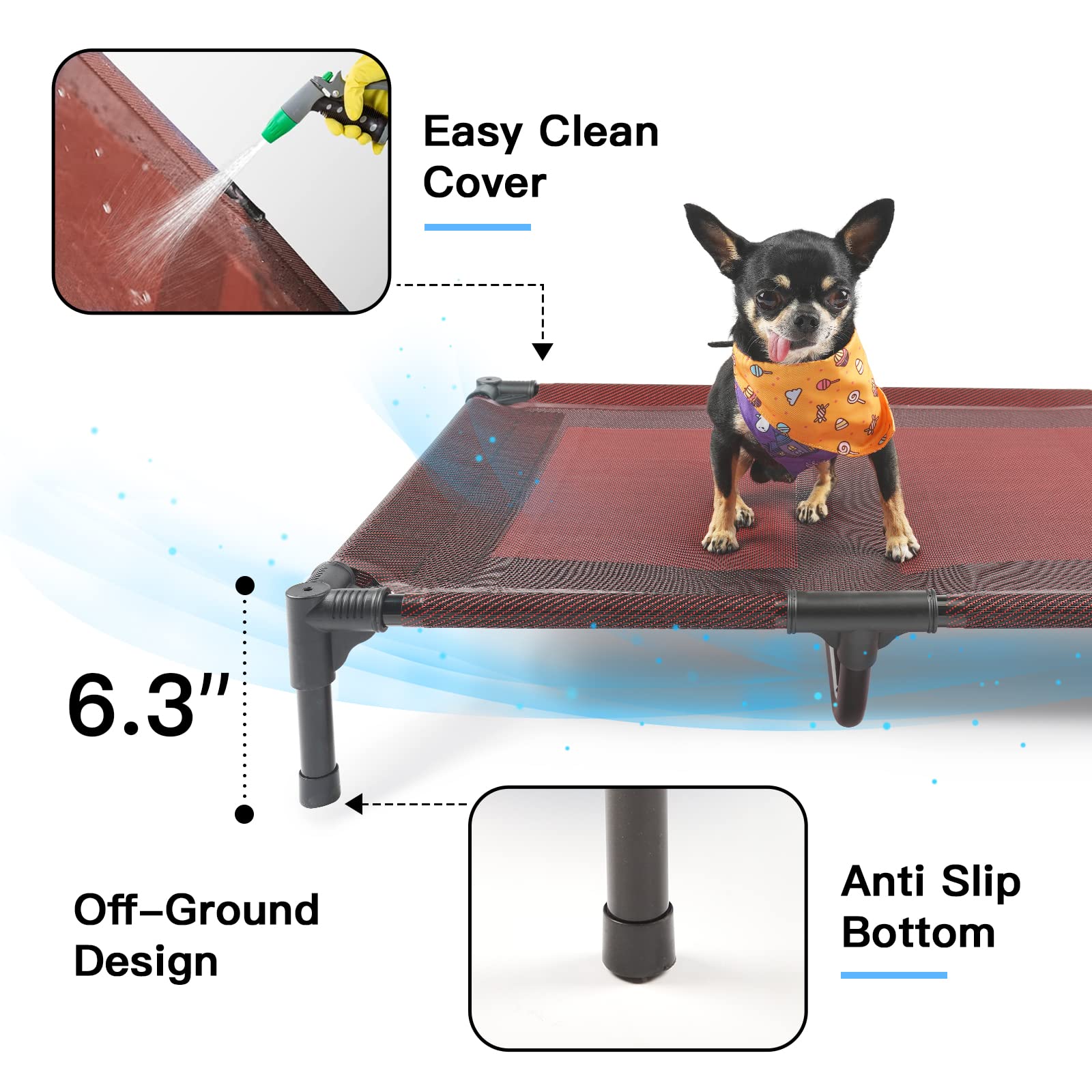 suddus Elevated Dog Beds RED M (Medium, Red)