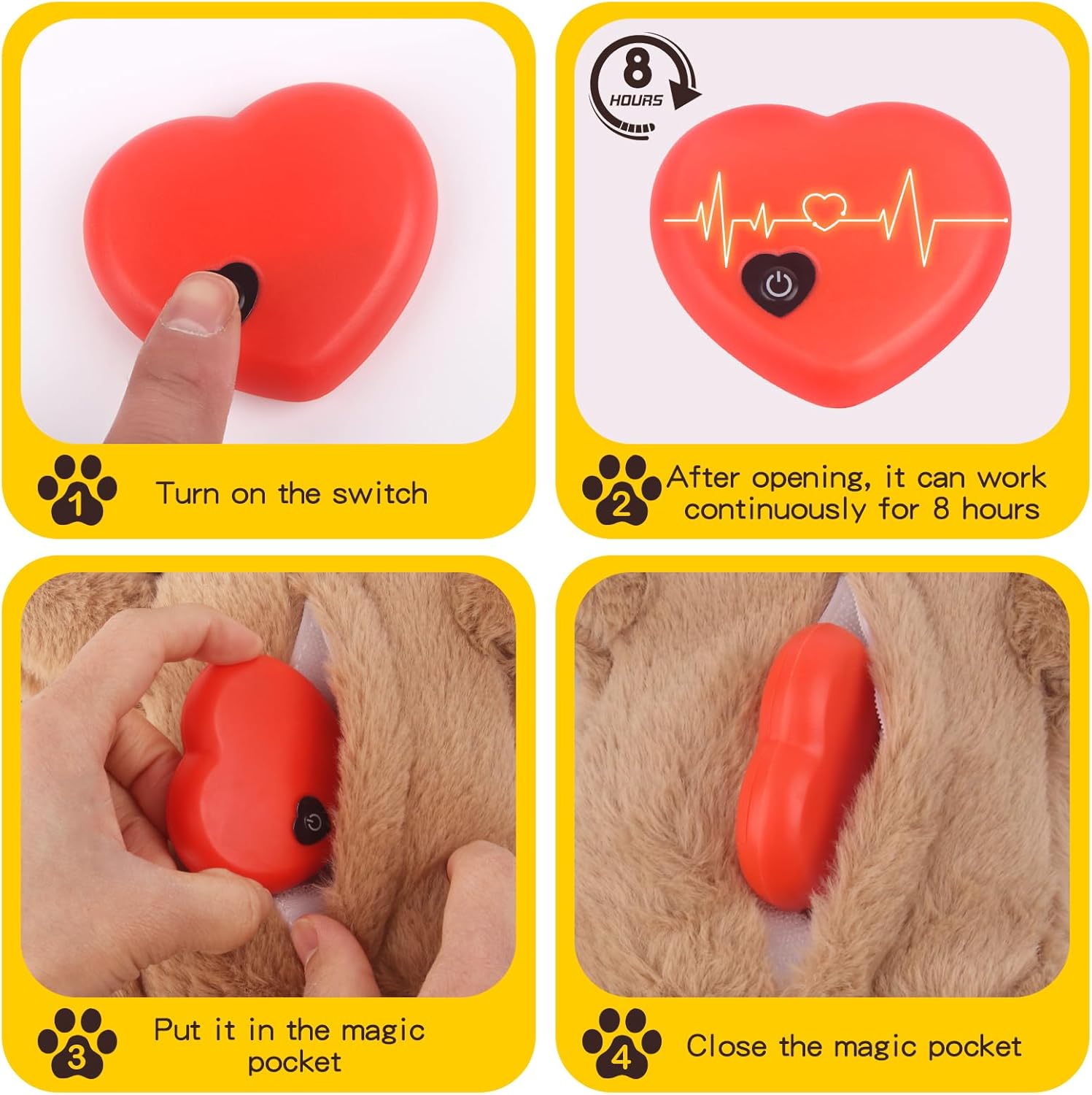 BEVERLYSHARK Heartbeat Puppy Toy Dog Anxiety Relief Calming Aid Heartbeat Stuffed Animals Pet Comfort Cuddle Sleep Aid Puppy Beh