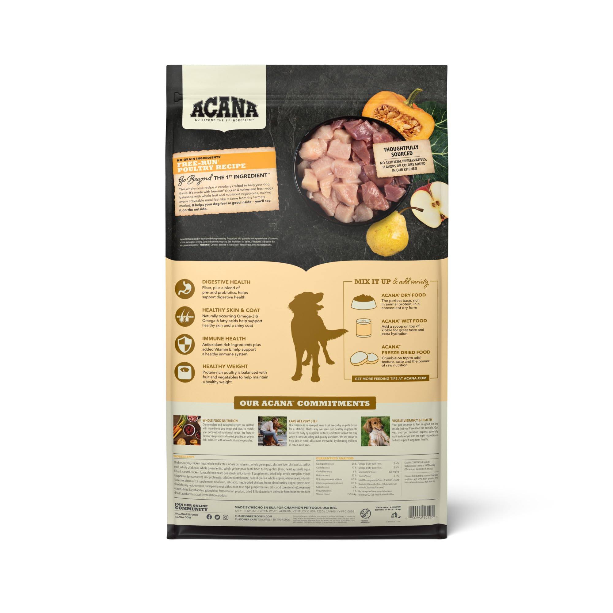 ACANA Grain Free Dry Dog Food, Free-Run Poultry Dog Food Recipe, 25lb
