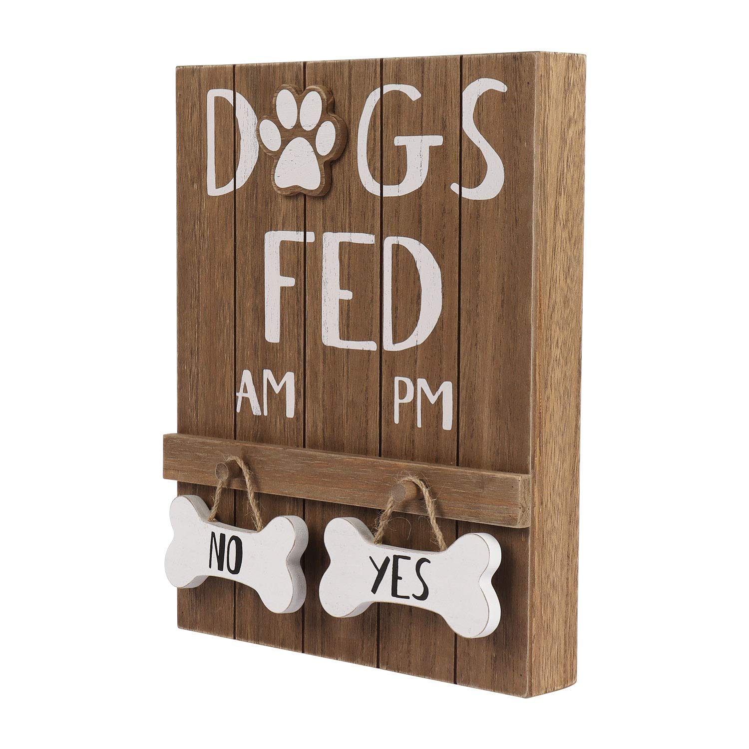 Hanna Roberts Decorative Dog Meal Scheduler, Morning And Afternoon With Reversible Yes Or No Bone For Mudroom, Entry Way, Dog Room, Dogs Fed, 9.5' X 2' X 12'