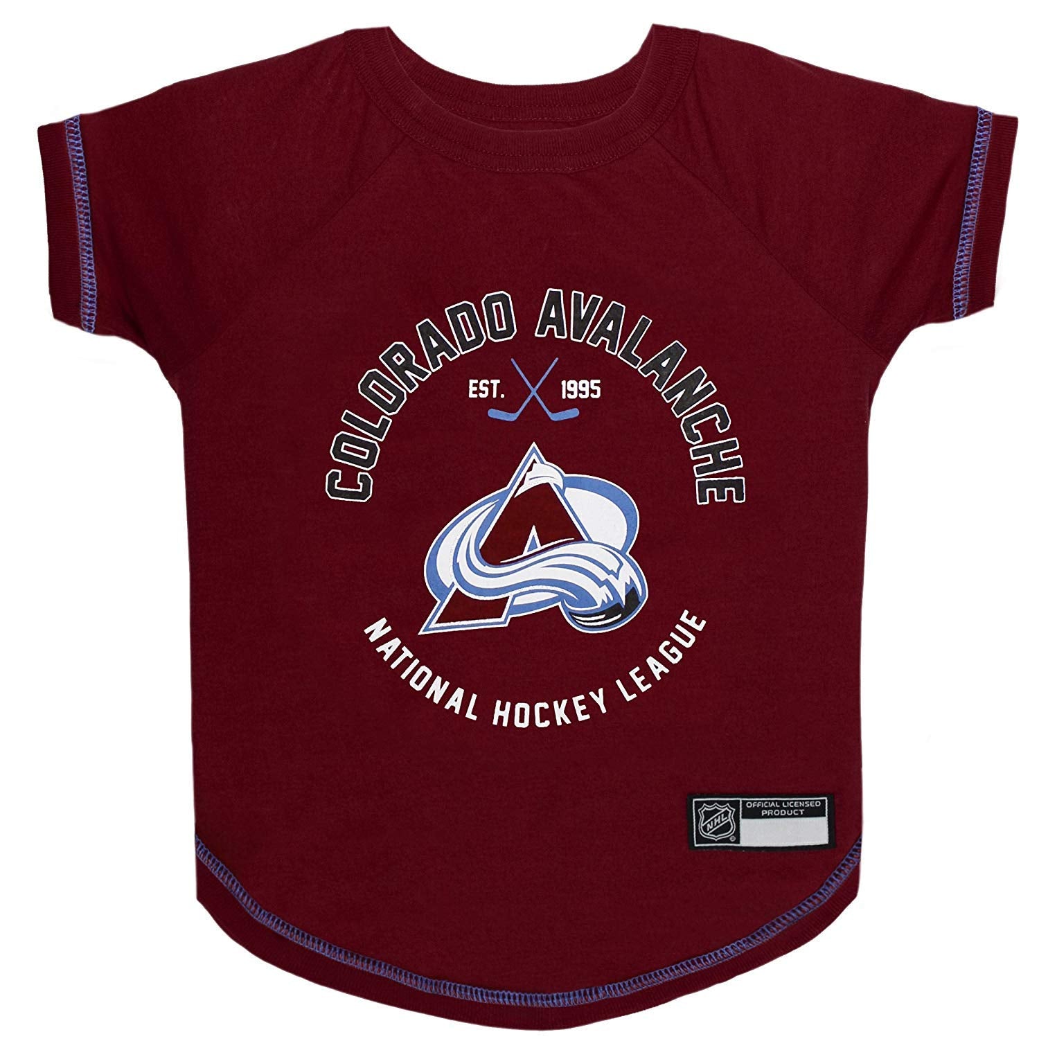 NHL Colorado Avalanche Tee Shirt for Dogs & Cats, X-Small. - Are You A Hockey Fan? Let Your Pet Be An NHL Fan Too!