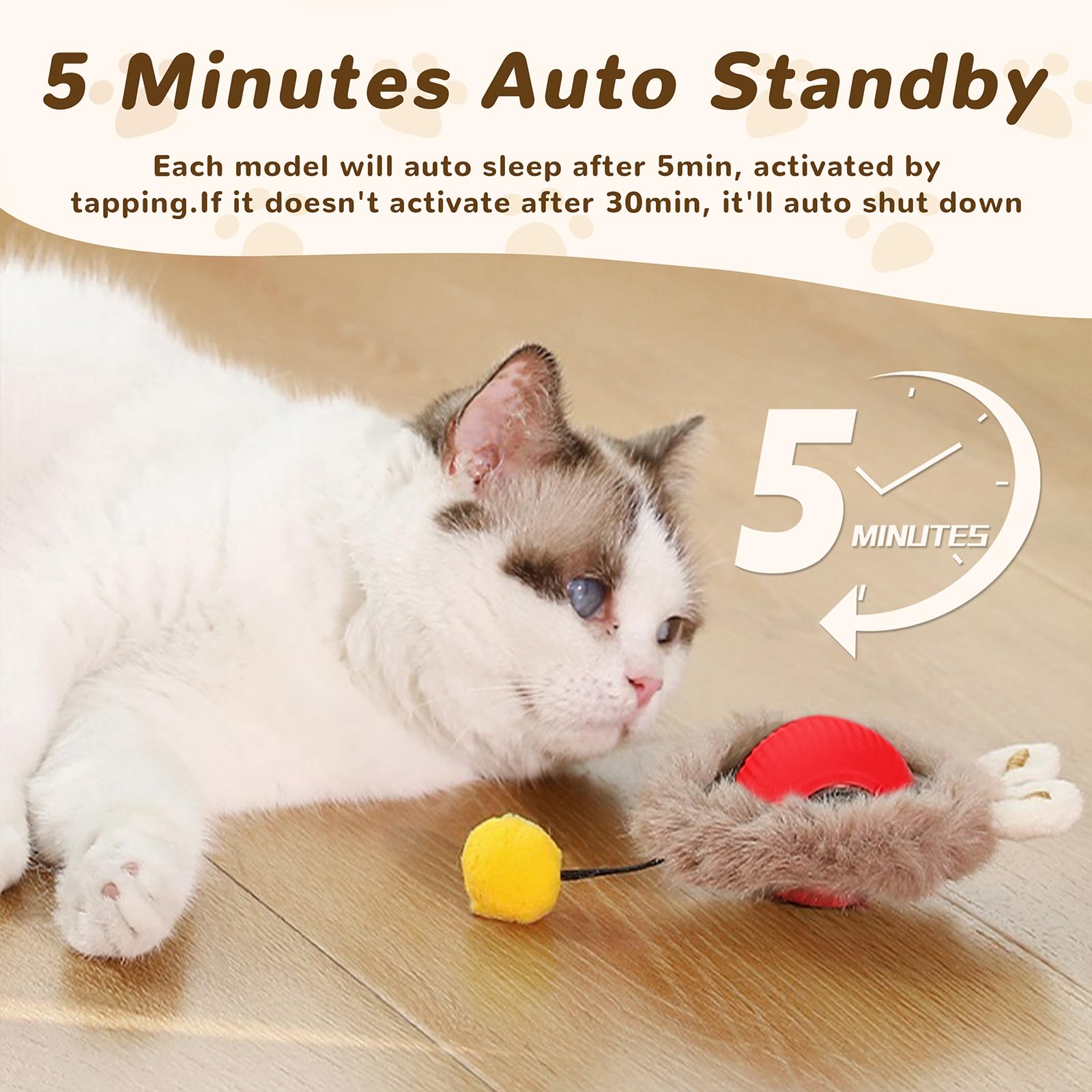 Zalbyuy Interactive Cat Toys Ball For Indoor Cats, Speedy Tail 2.0 Cat Toy For Bored Indoor Adult Kitten, Silicone Automatic Fas