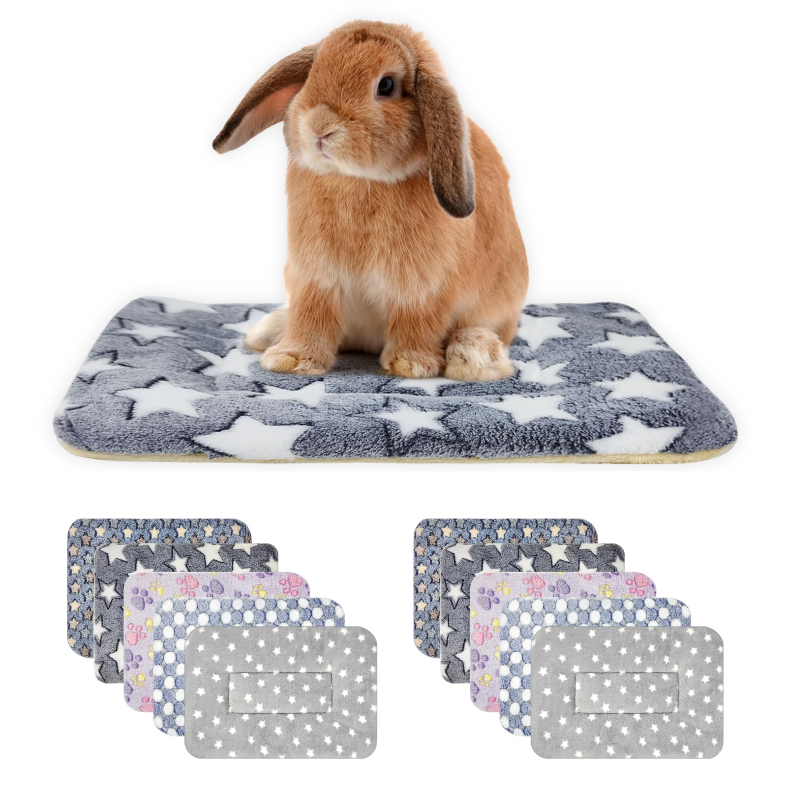 Tierecare 10Pcs Guinea Pig Bed Soft Rabbit Bedding Cage Liner Warm Bunny Mats Pee Pads Fleece Blanket Plush Hamster Sleep Beds F