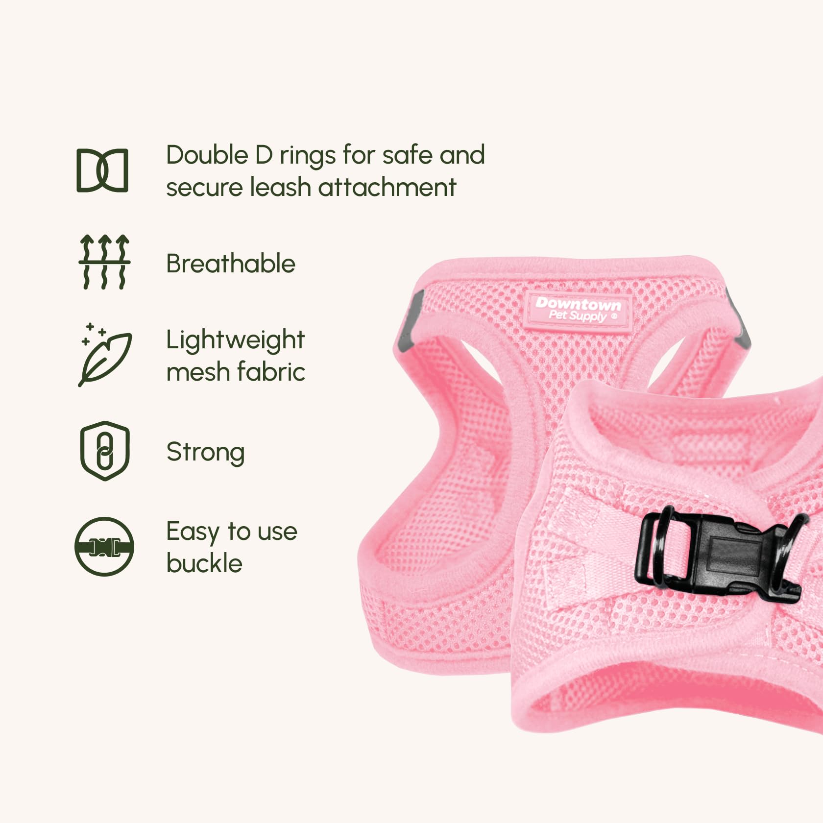 Downtown Pet Supply Step In Dog Harness For Small Dogs - Adjustable, Escape Proof Dog Harness With Reflective Trim - All-Weather