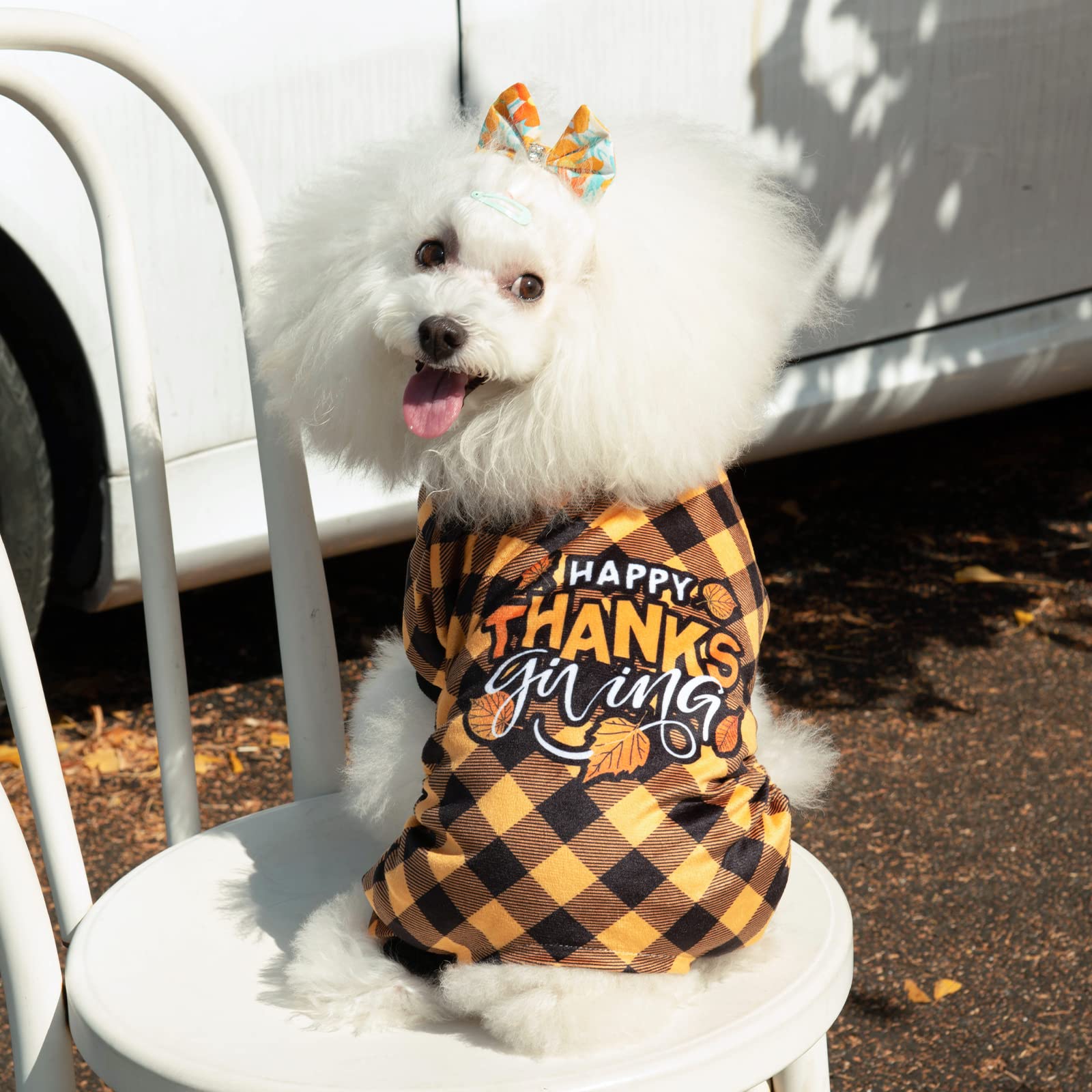 Cutebone Thanksgiving Dog Pajamas Costumes Pet Clothes Cat Apparel Shirt Winter Holiday Cute Pjs Outfits For Doggie Onesies P261Xl