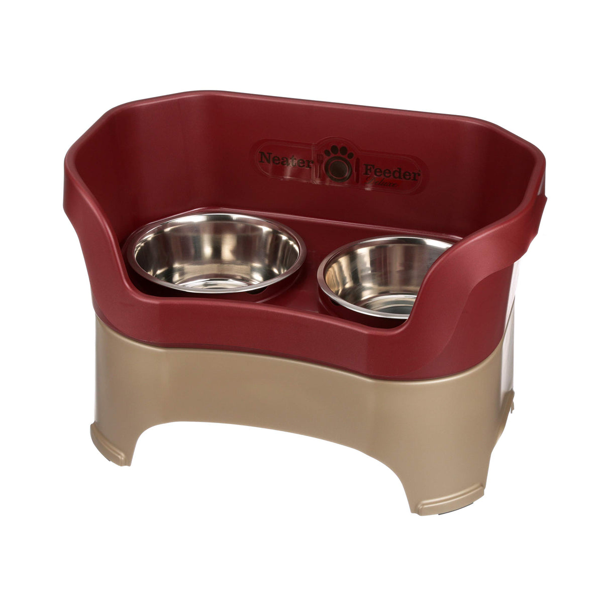 Neater Feeder - Deluxe Model for Dogs - Mess-Proof Elevated Dog Bowls (Large Dog, Cranberry) - Non-Tip, Spill Proof, Non-Skid Fo