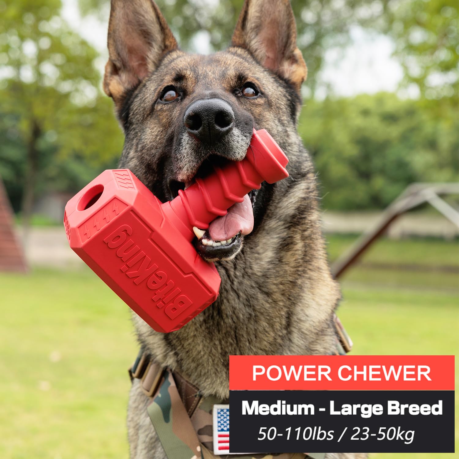 BiteKing Dog Toys for Aggressive Chewers, Natural Rubber Indestructible Fetch & Treat Toy for Large Dogs, Durable Hammer Dog Che