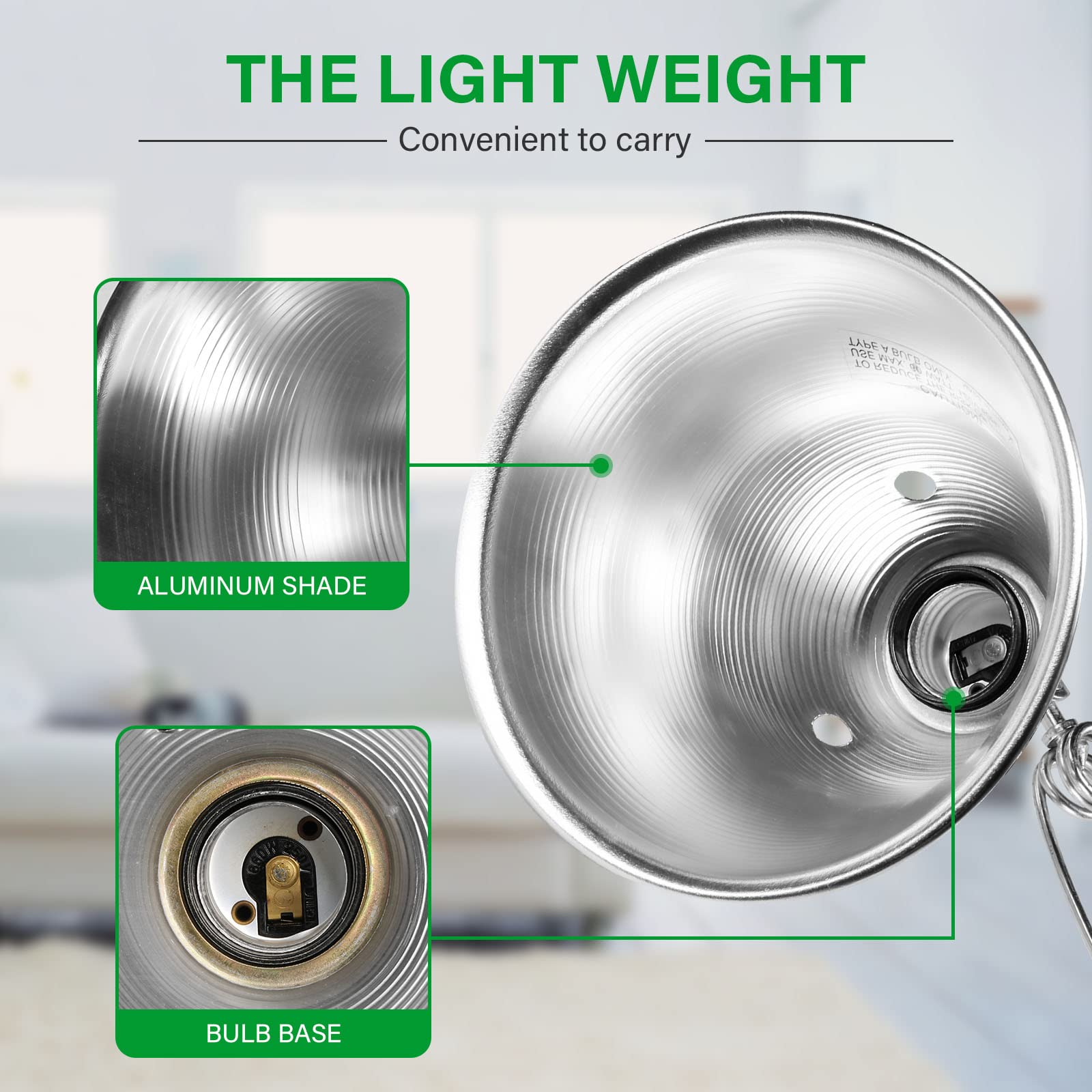 Simple Deluxe Clamp Lamp Light With 5.5 Inch Aluminum Reflector Up To 60 Watt E26 (No Bulb Included) 6 Feet 18/2 Spt-2 Cord, 1-P