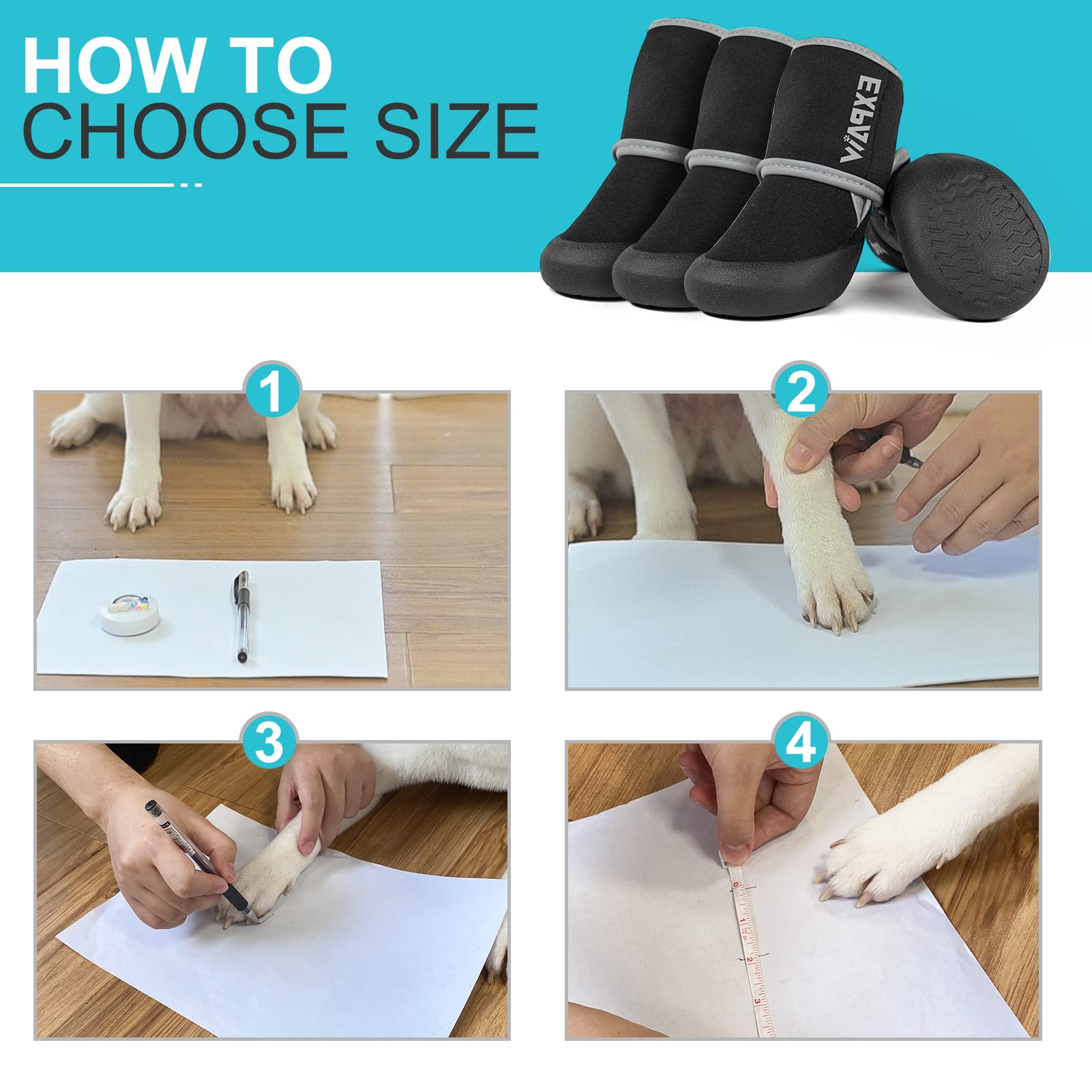 EXPAWLORER Anti-Slip Dog Boots-Dog Boots & Paw Protectors for Winter,Waterproof Dog Socks for Small Medium Large Dogs,Dog Bootie