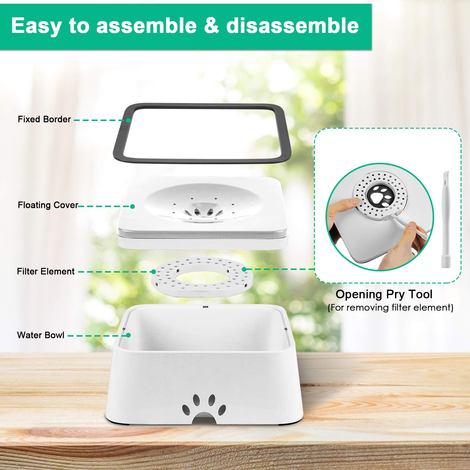 Urpower 2.5L Dog Water Bowl 85Oz Large Capacity Dog Bowls No Spill Pet Water Dispenser For Messy Drinkers Splash Proof Slow Feed