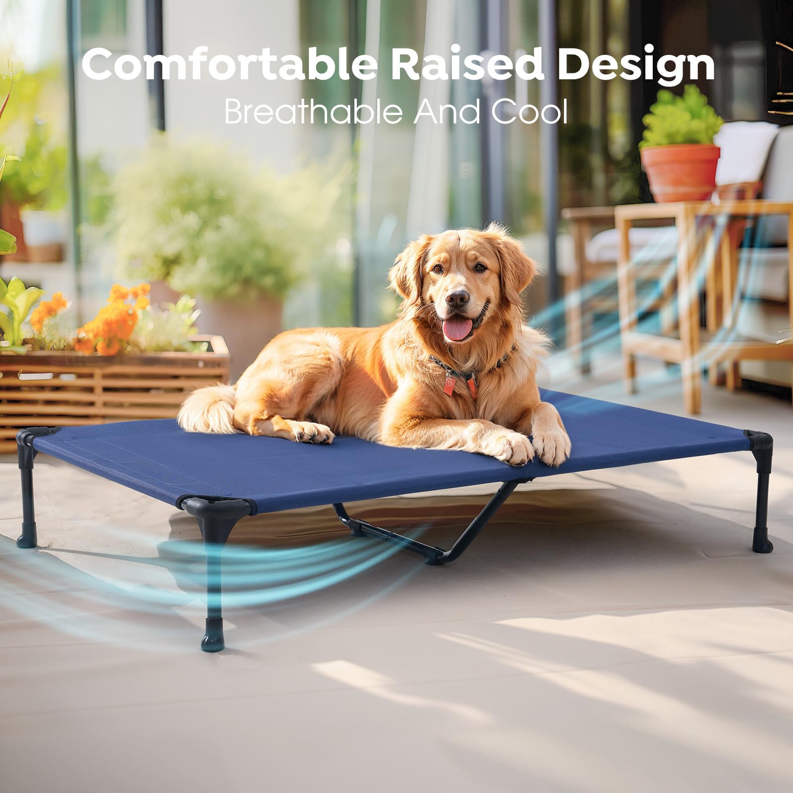 Veehoo Cooling Elevated Dog Bed, Portable Raised Pet Cot With Washable & Breathable Mesh, No-Slip Feet Durable Dog Cots Bed For Indoor & Outdoor Use, X Large, Cwc1803-Xl