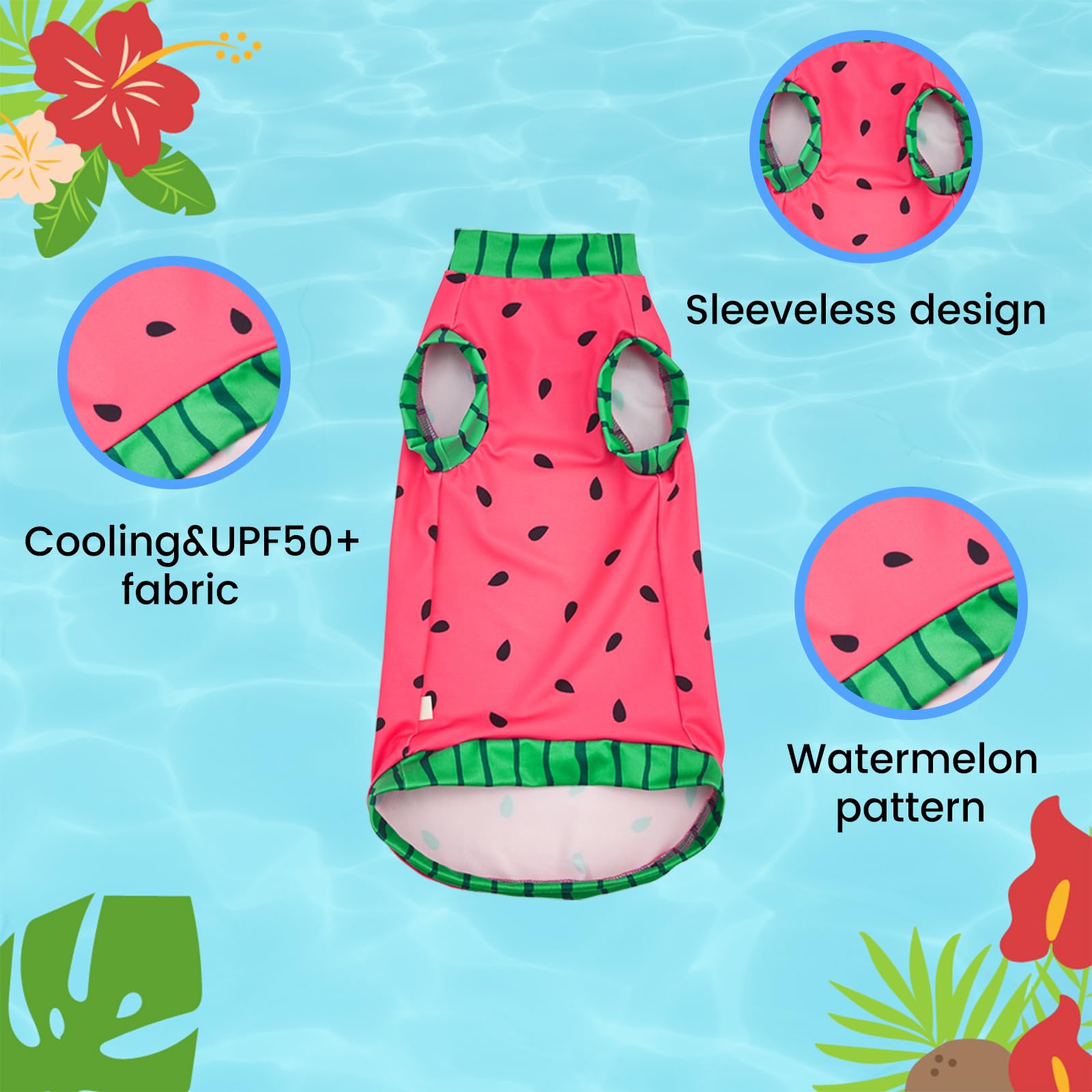 Sphynx Cat Watermelon Shirt &Sun Hat For Summer, Cooling Breathable Upf 50+ Shirt For Cats & Small Dogs Apparel, Shirt And Hat S