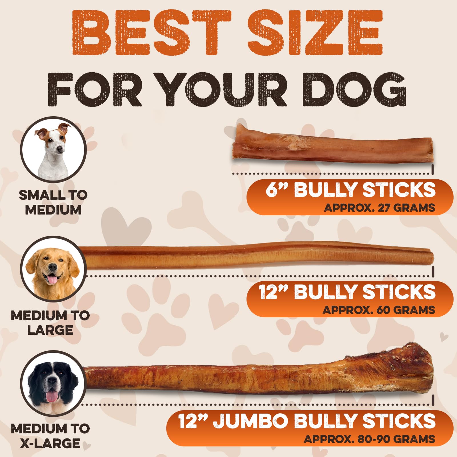 BRUTUS & BARNABY Bully Sticks for Dogs - Low Odor, All Natural, 8 Oz - Ideal for Small, Medium, Large Dogs & Teething Puppies