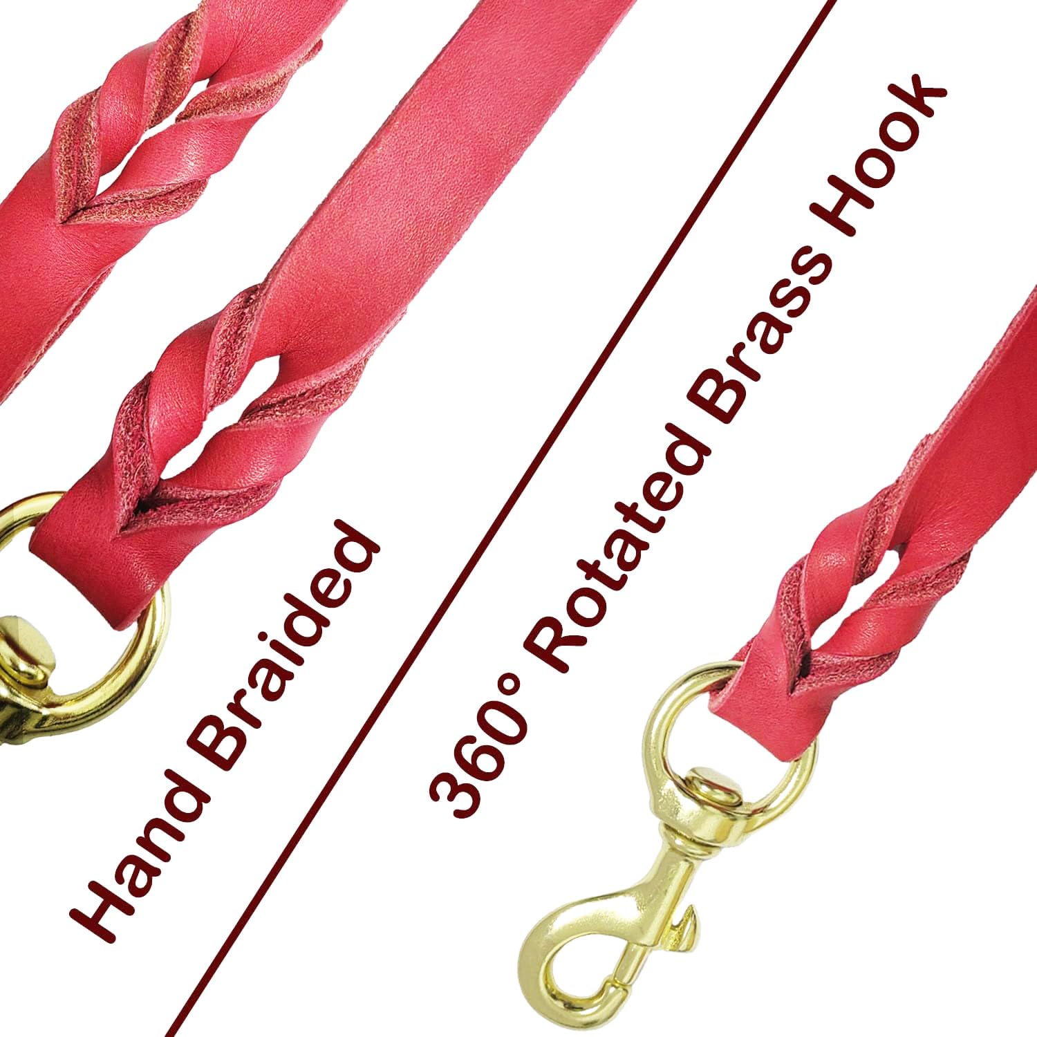Lwbmg Leather Dog Leash 4Ft, Heavy Duty Dog Lead, Strong Genuine Leather Braided Pet Leash, Soft And Comfortable Pet Leashes For