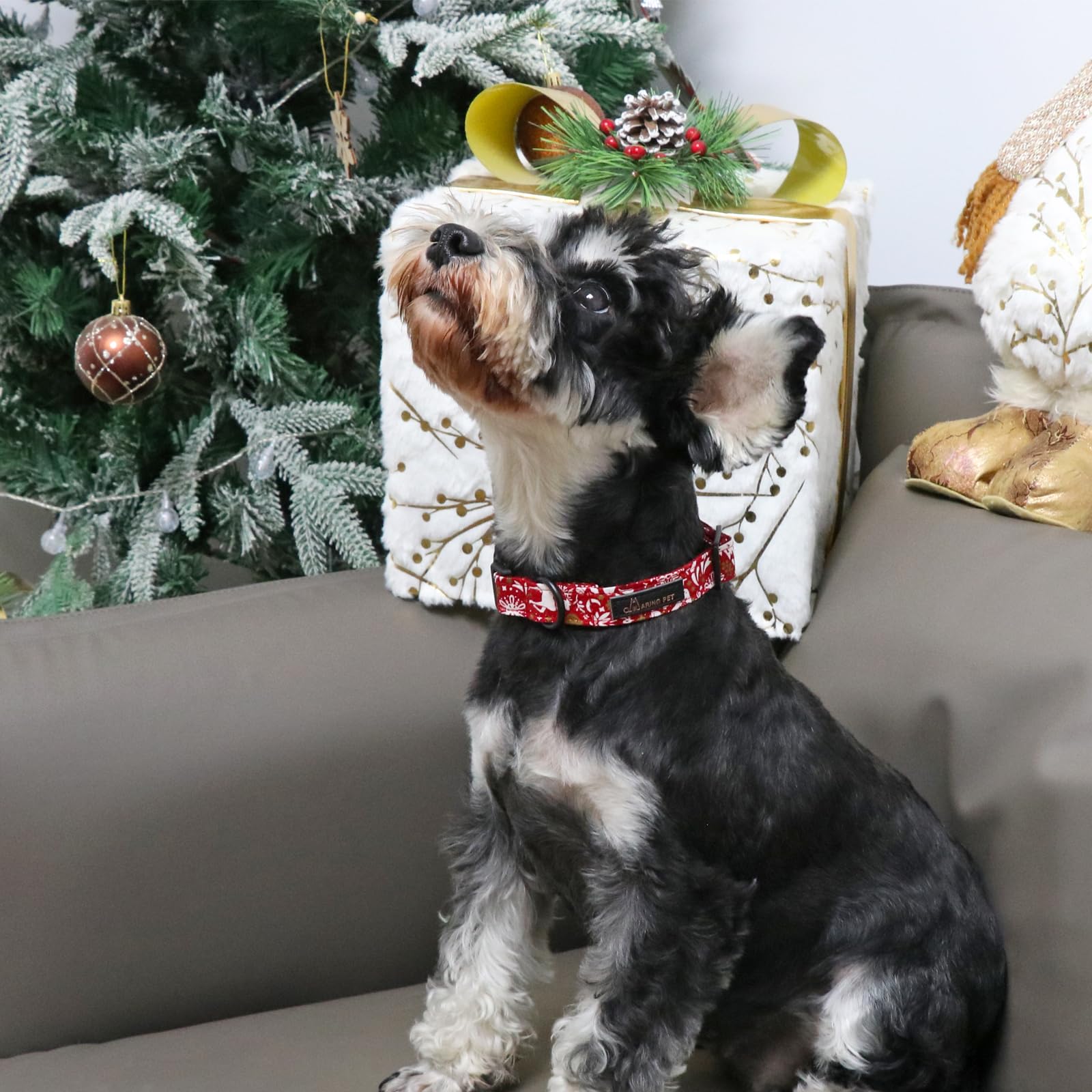 Aring Pet Christmas Dog Collar Cute Red Reindeer Dog Collars, Cotton Lightweight Christmas Dog Collars Puppy Collar For Small Me